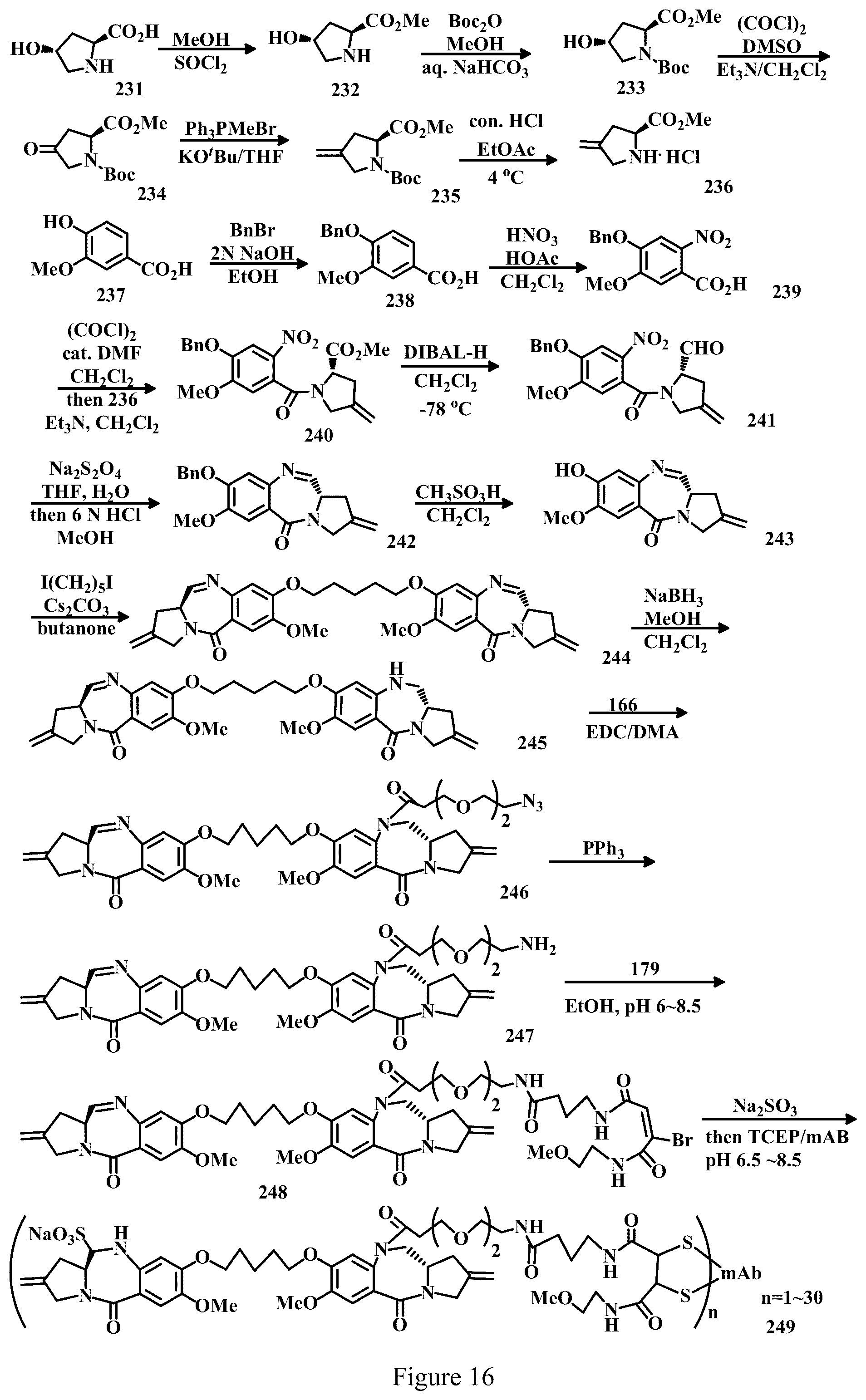 Patent US12303571 Figure 16 – Specific conjugation linkers, specific immunoconjugates thereof, methods of making and uses such conjugates thereof