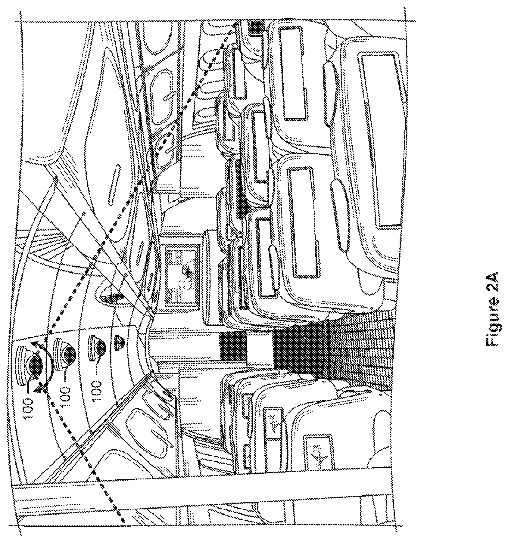 Patent US12303608 Figure 2 – Spaced apart sterilization lights in an aircraft cabin