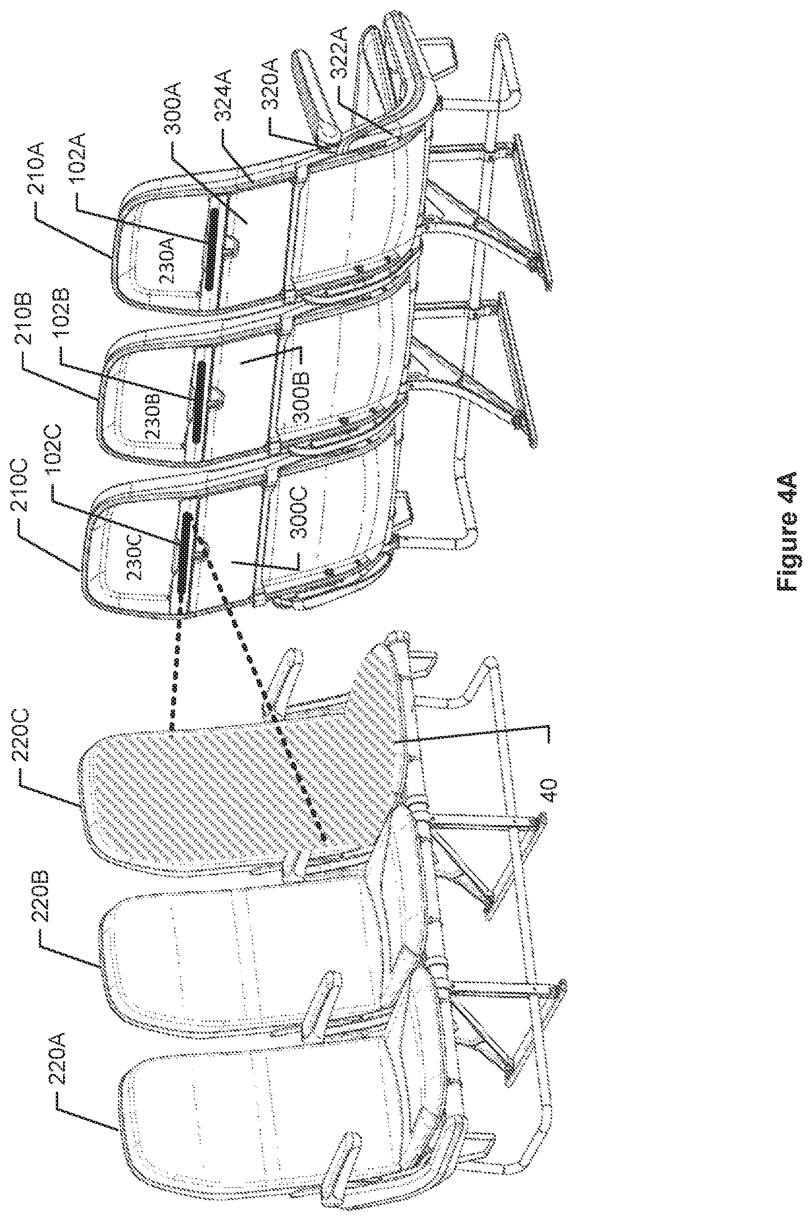 Patent US12303608 Figure 6 – Spaced apart sterilization lights in an aircraft cabin