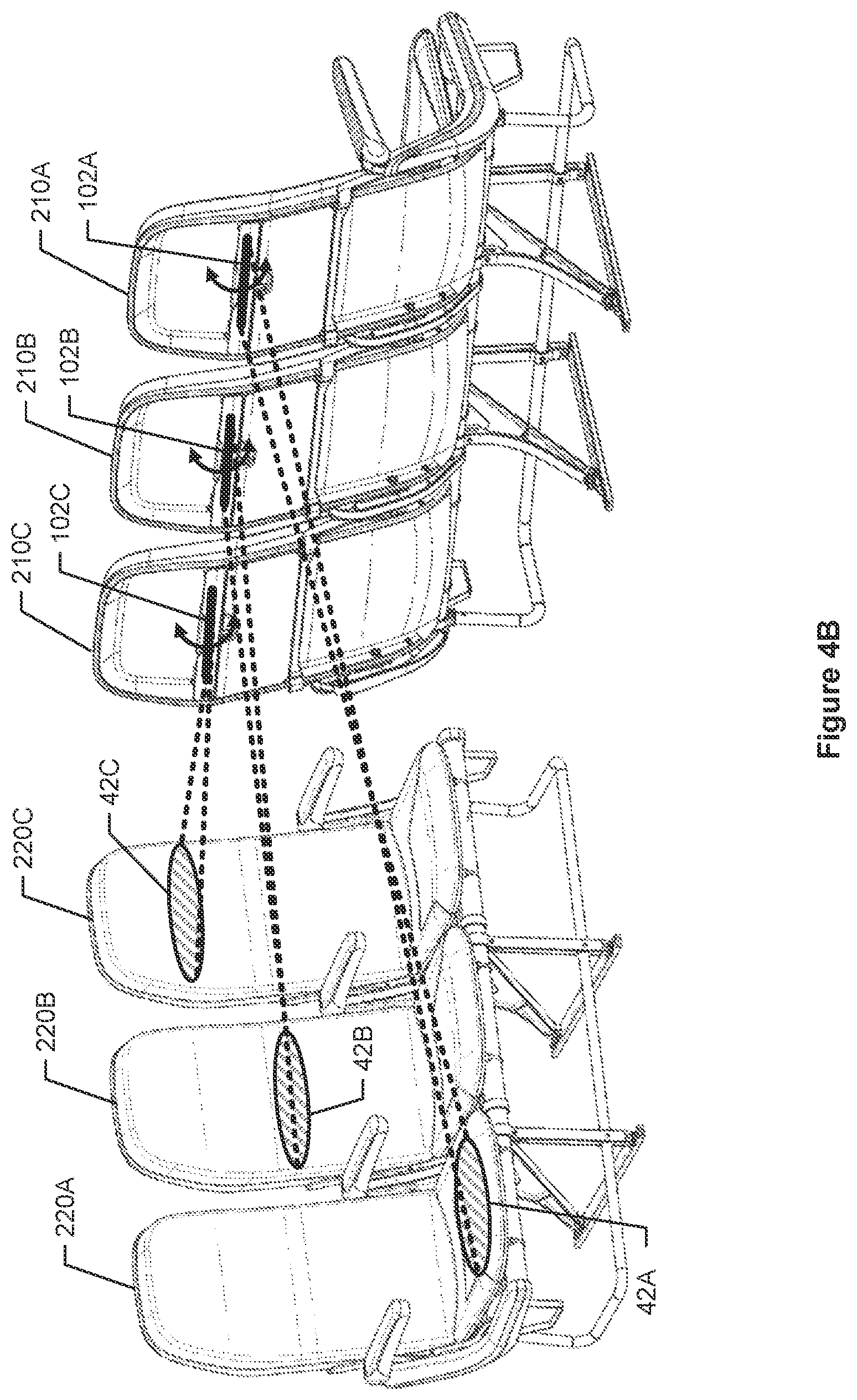 Patent US12303608 Figure 7 – Spaced apart sterilization lights in an aircraft cabin