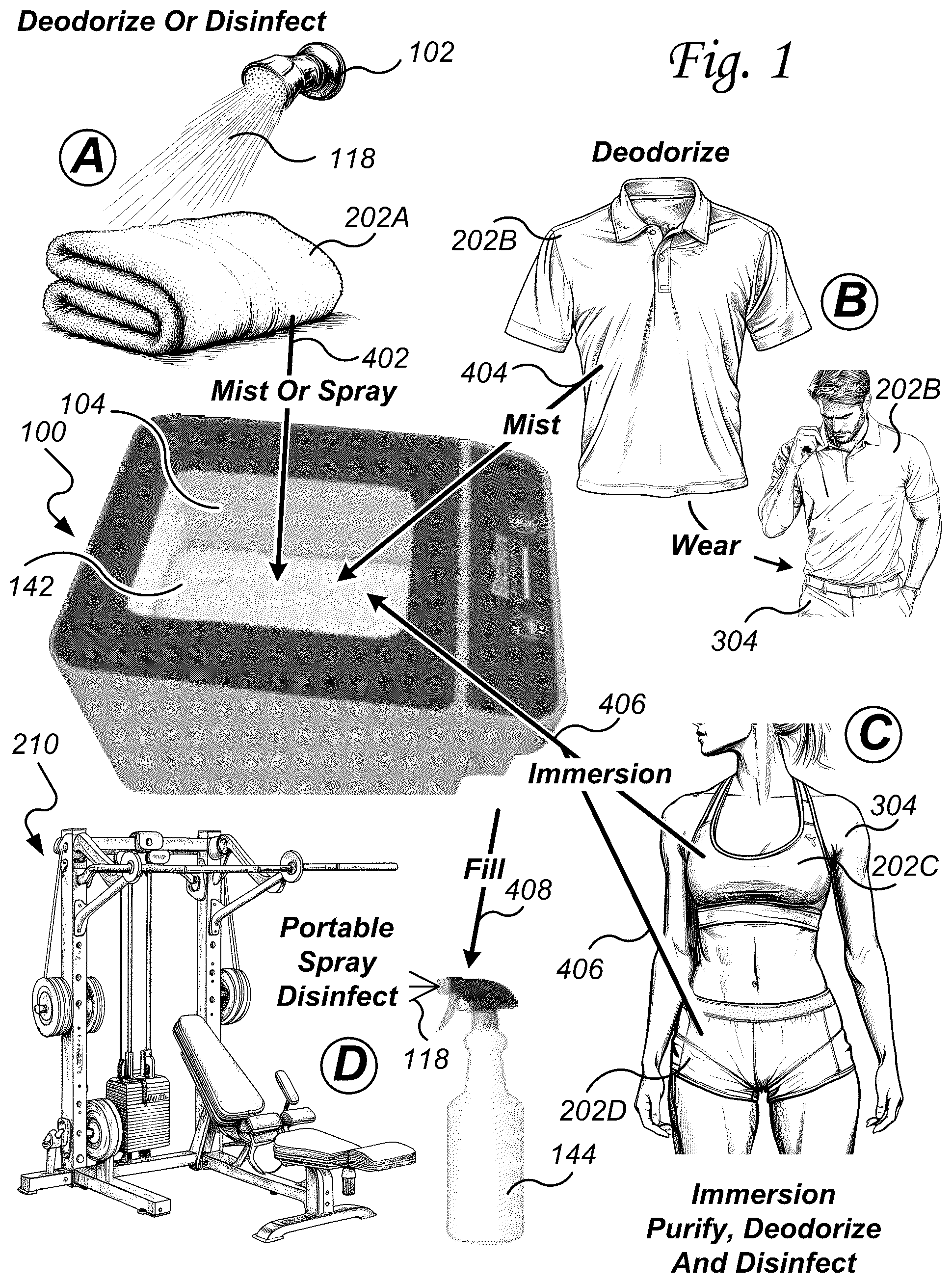 Patent US12303609 Figure 1 – Aqua-ozone hygienization