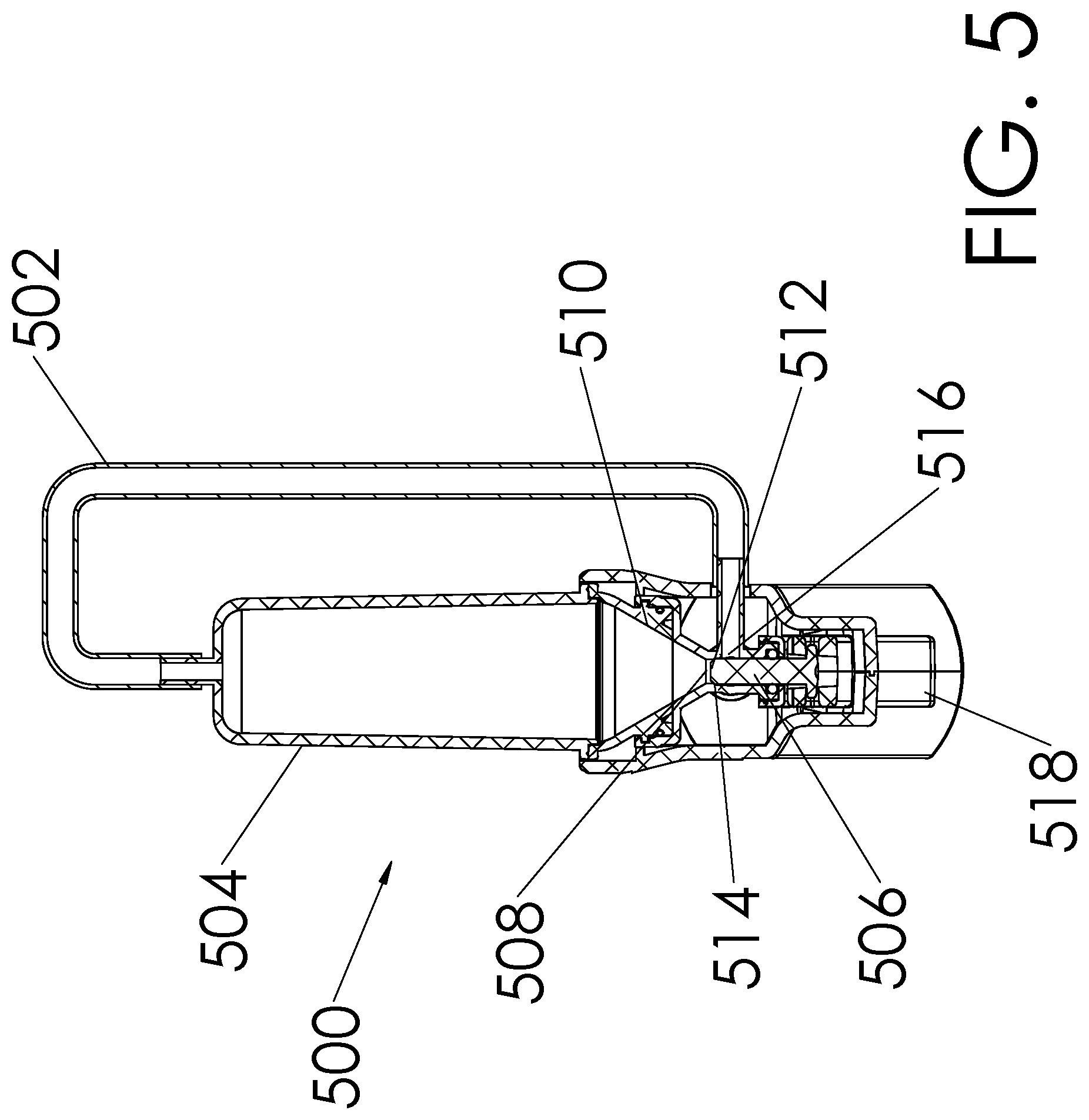Patent US12303636 Figure 5 – System for gravity inclusion of powder into a medical delivery flow stream