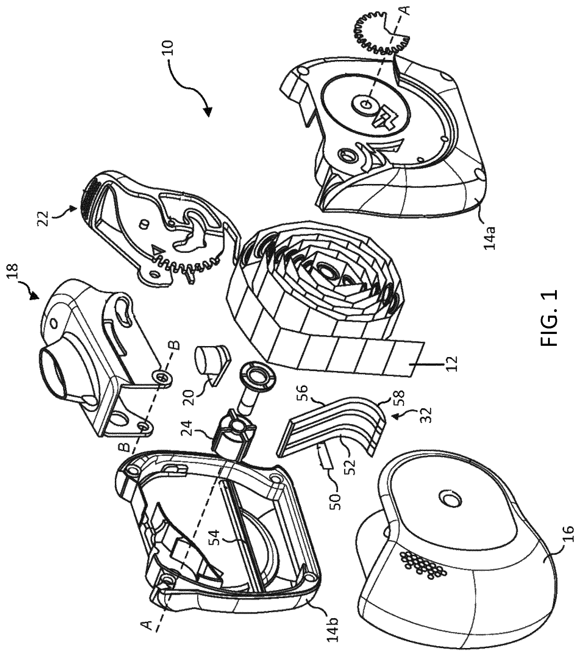 Patent US12303637 Figure 1 – Dry powder inhaler