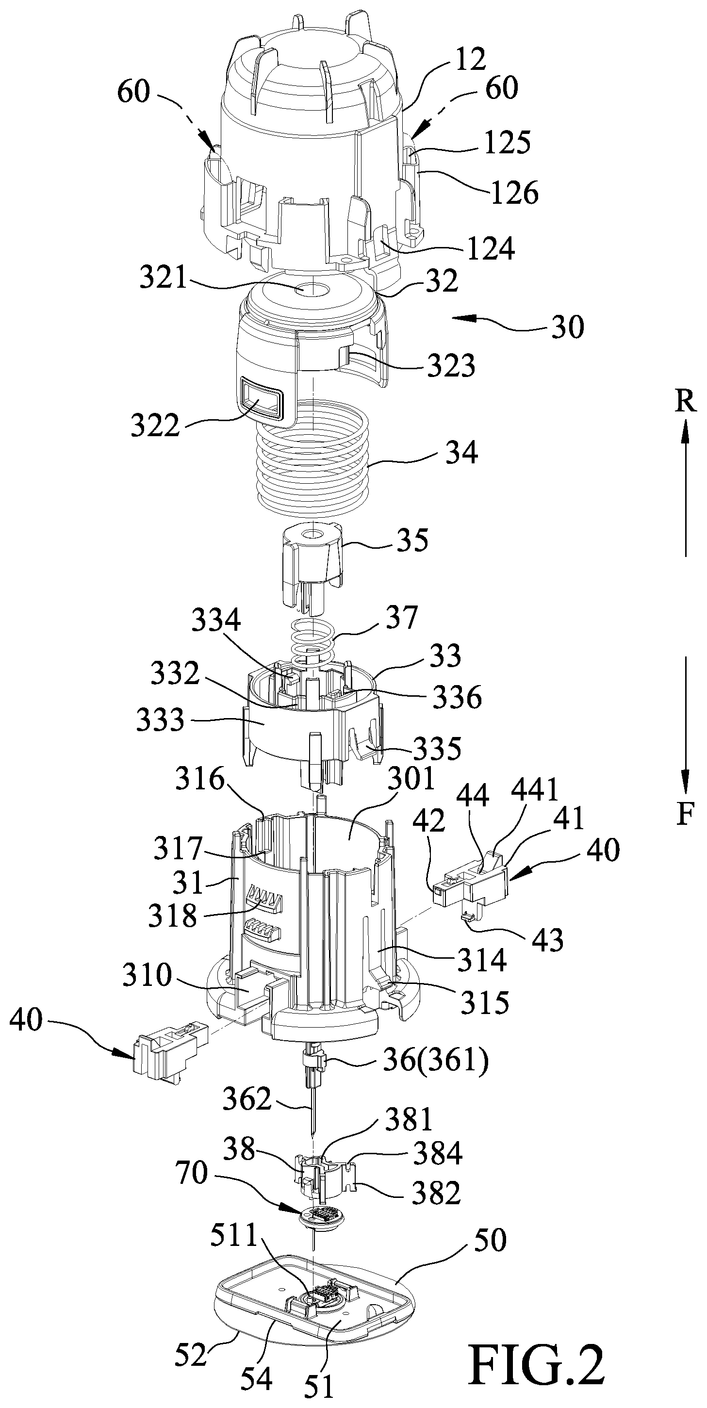 Patent US12303669 Figure 2 – Insertion device for a biosensor and insertion method thereof