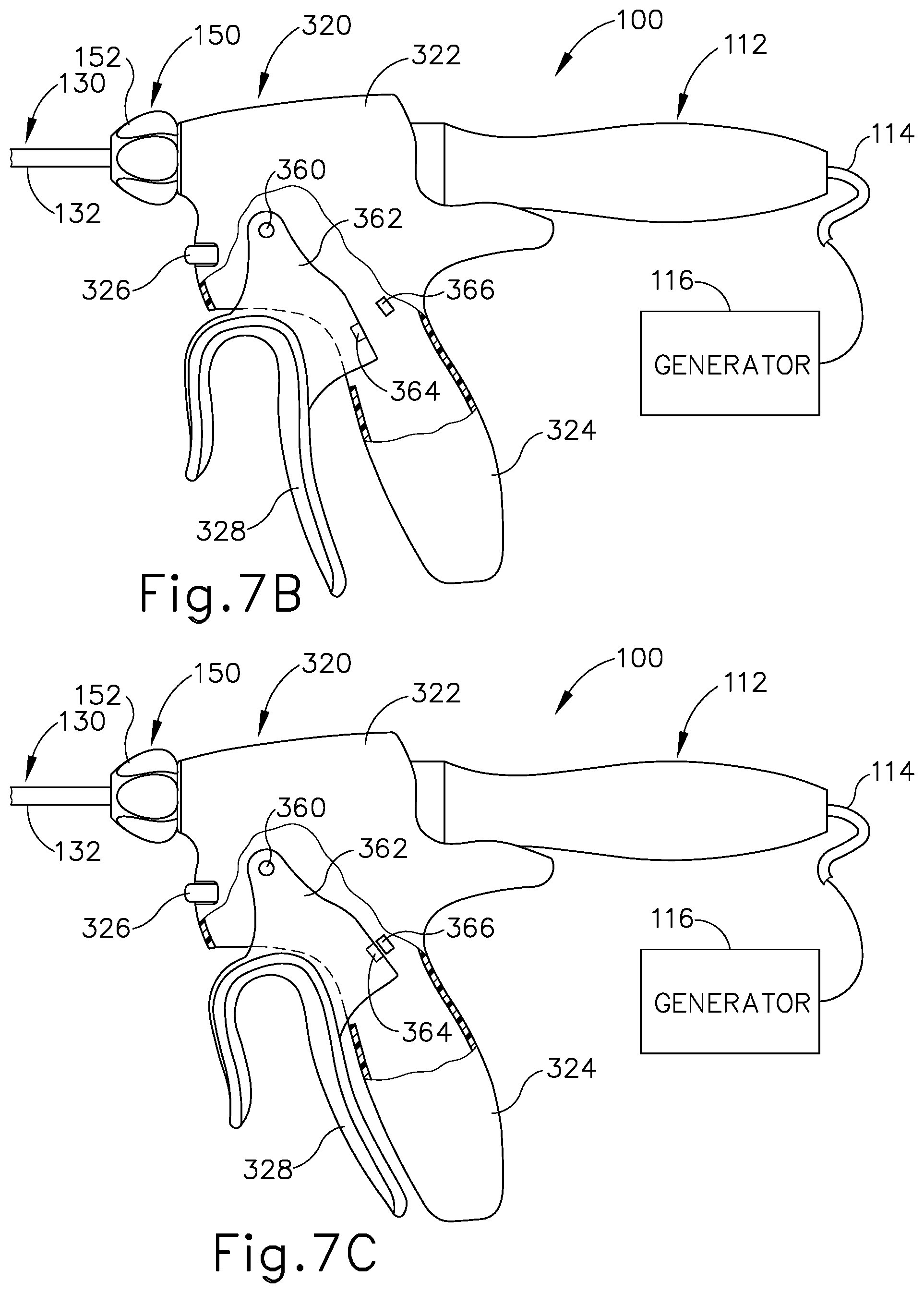Patent US12303723 Figure 8 – Surgical instrument with multi-functioning trigger