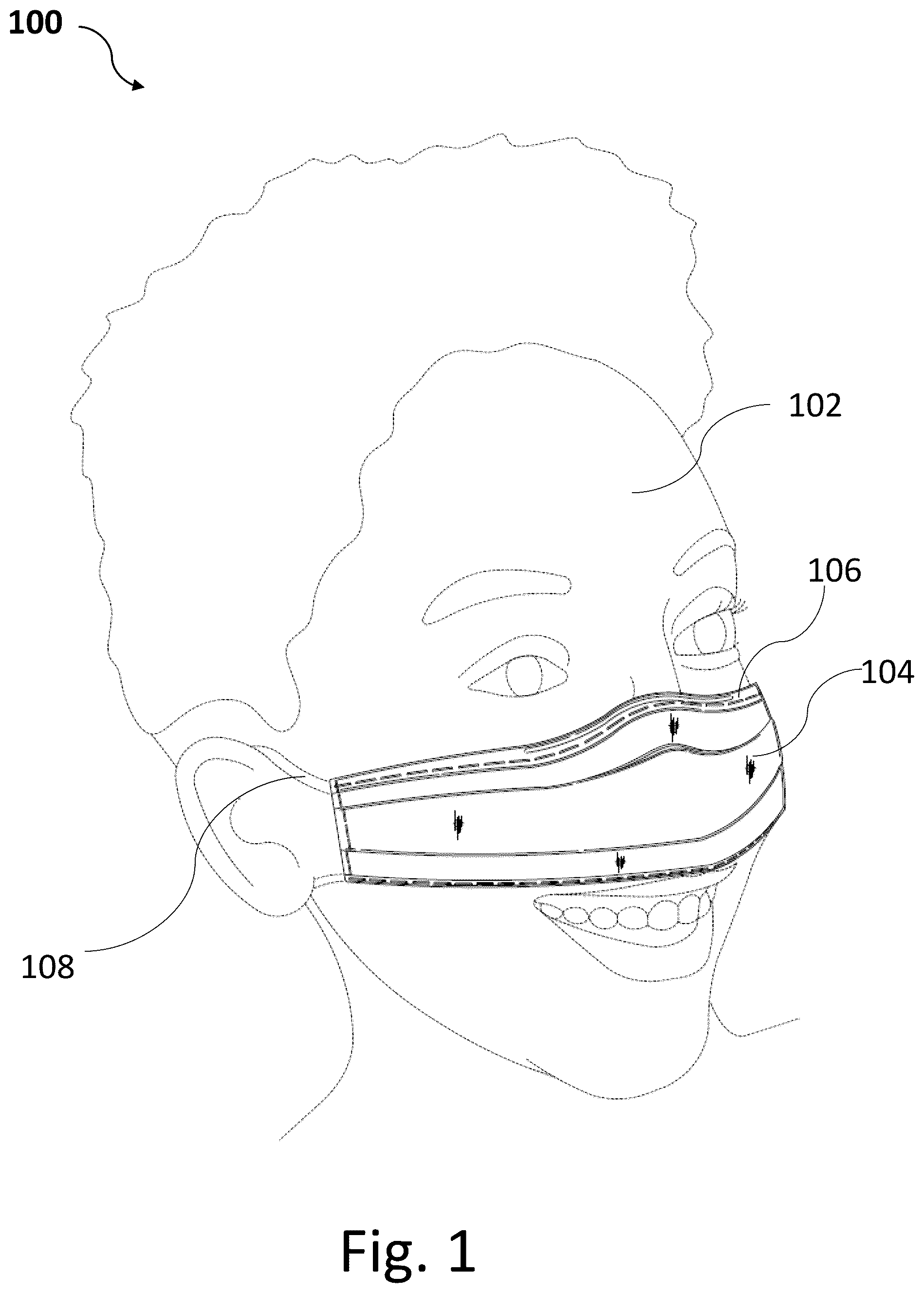 Patent US12303725 Figure 1 – Nose mask