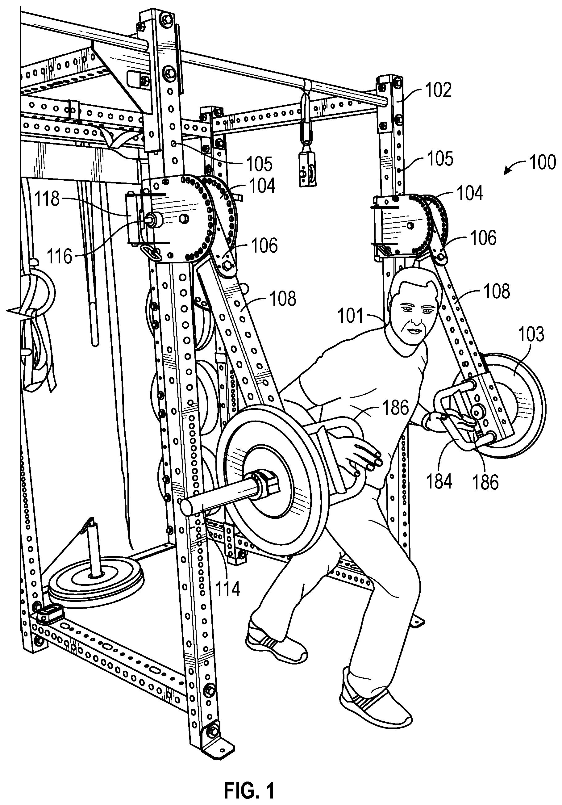 Patent US12303730 Figure 1 – Lever arm system