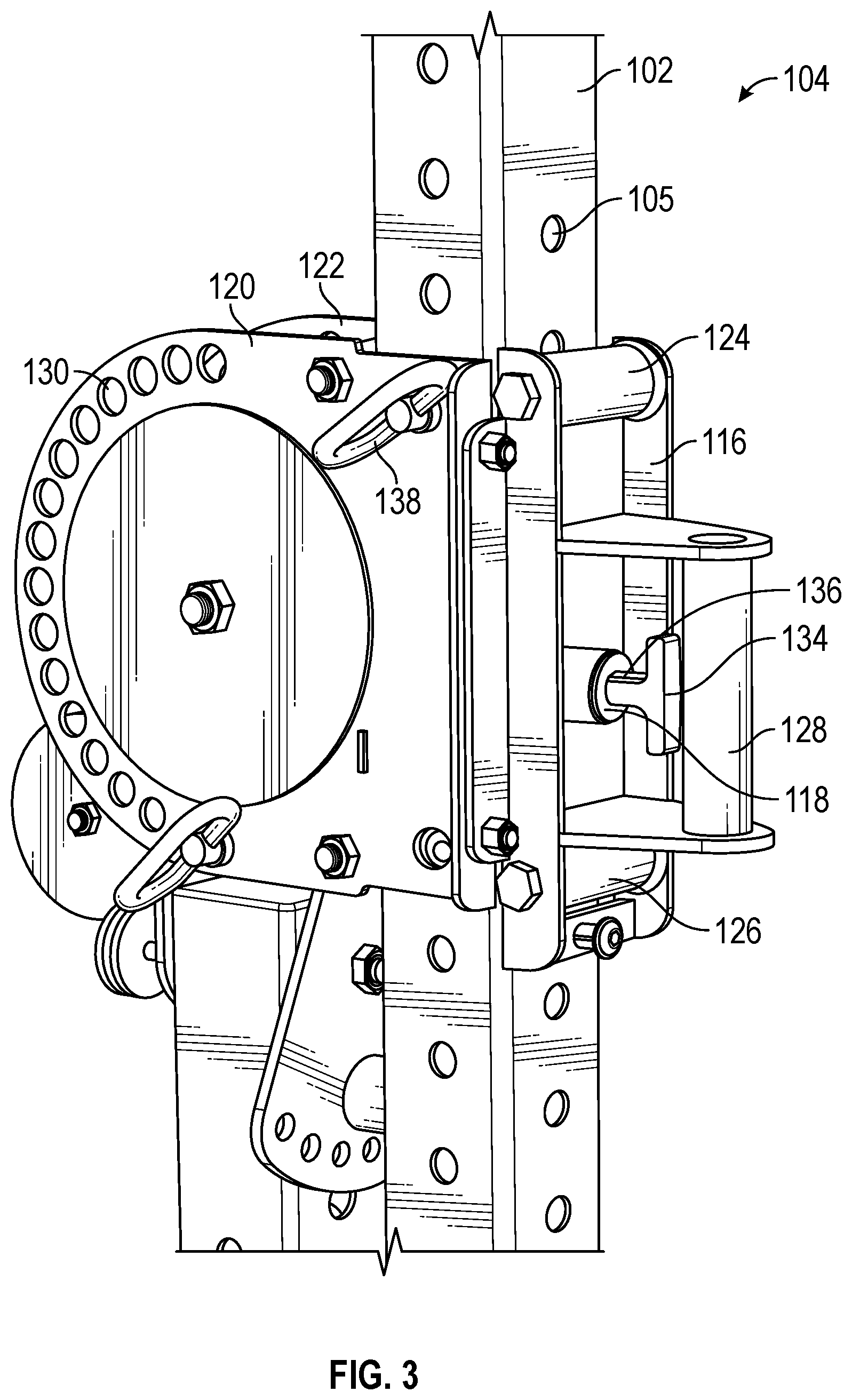 Patent US12303730 Figure 3 – Lever arm system