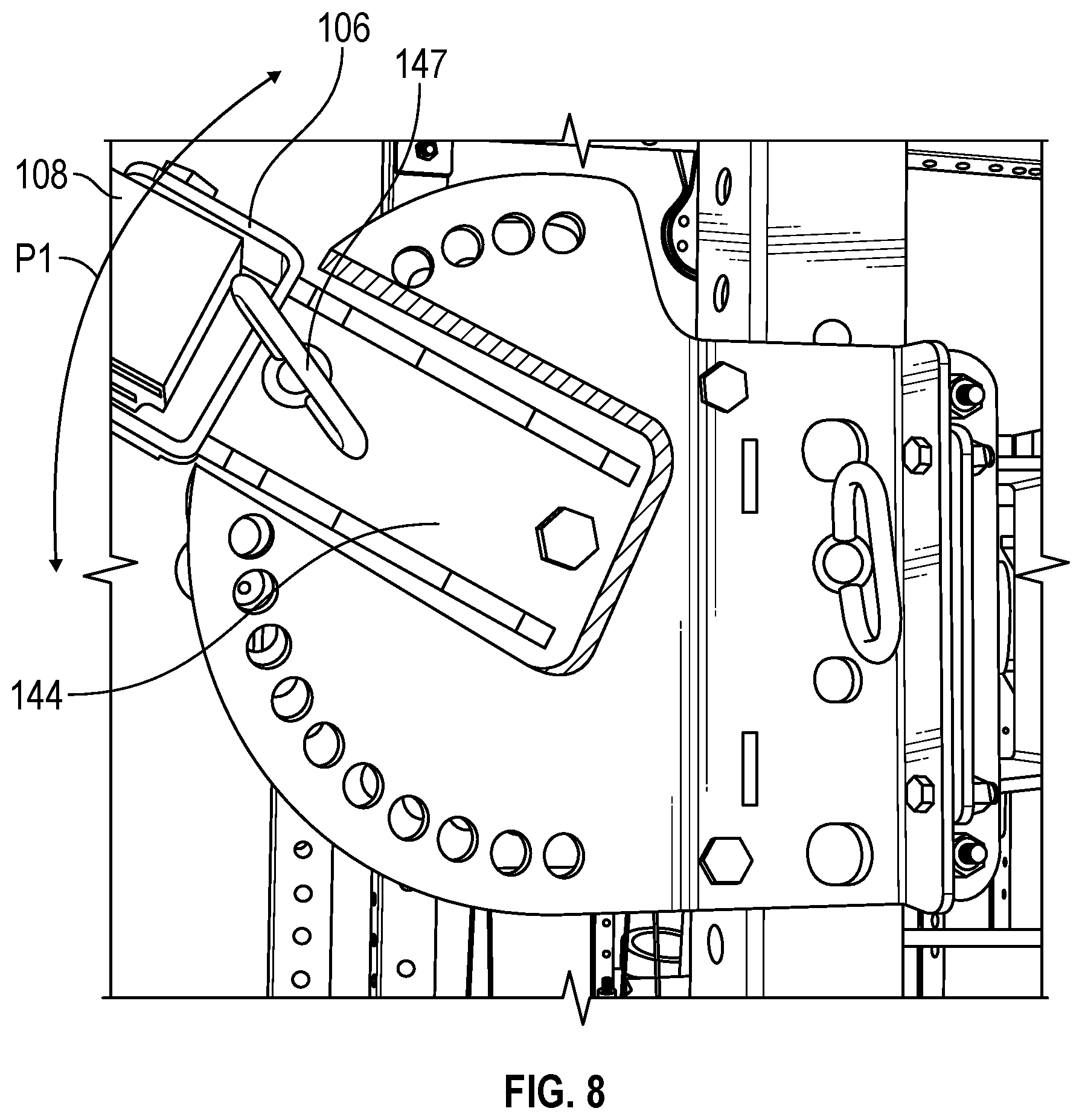 Patent US12303730 Figure 7 – Lever arm system