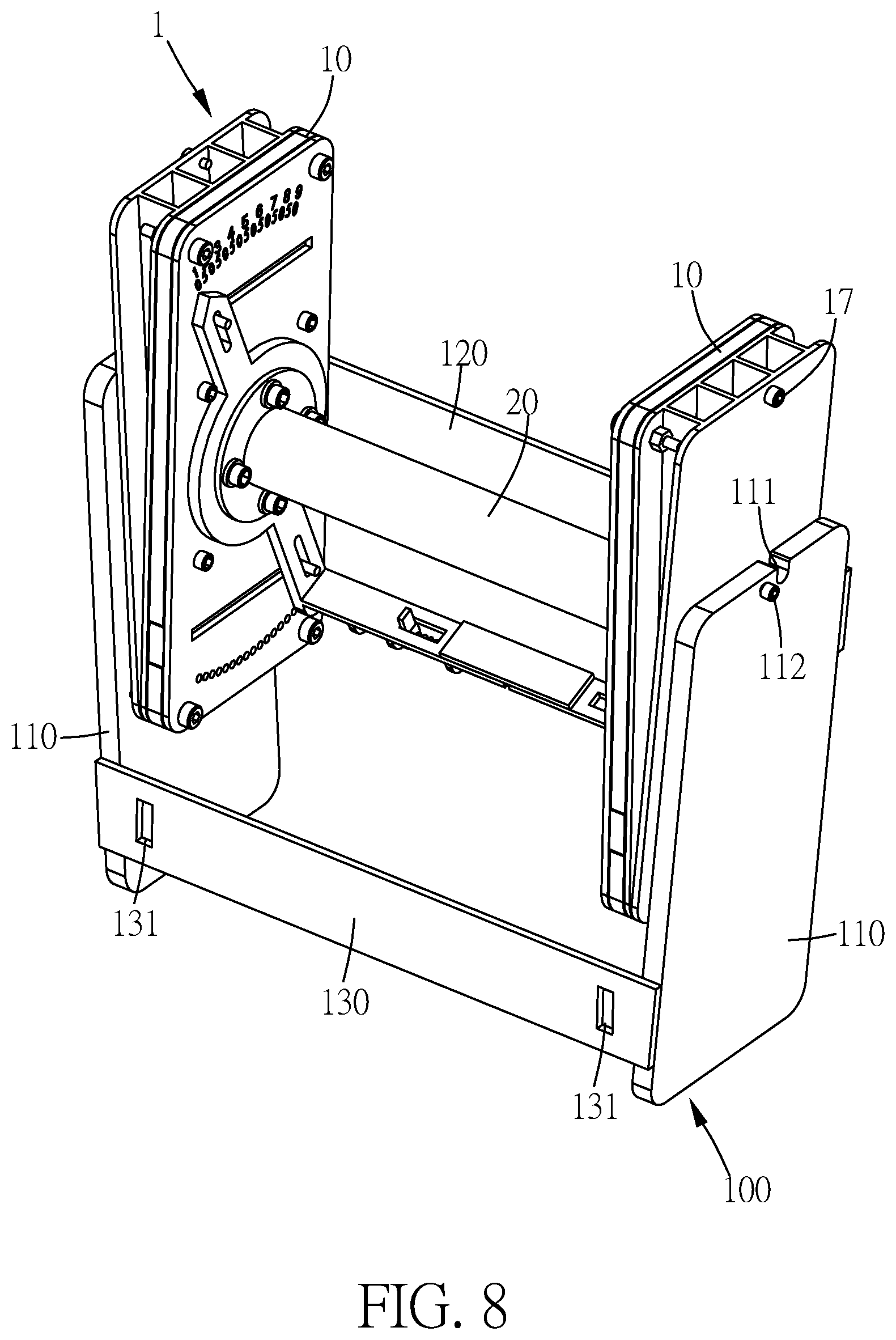 Patent US12303732 Figure 8 – Assembled dumbbell and dumbbell main body thereof