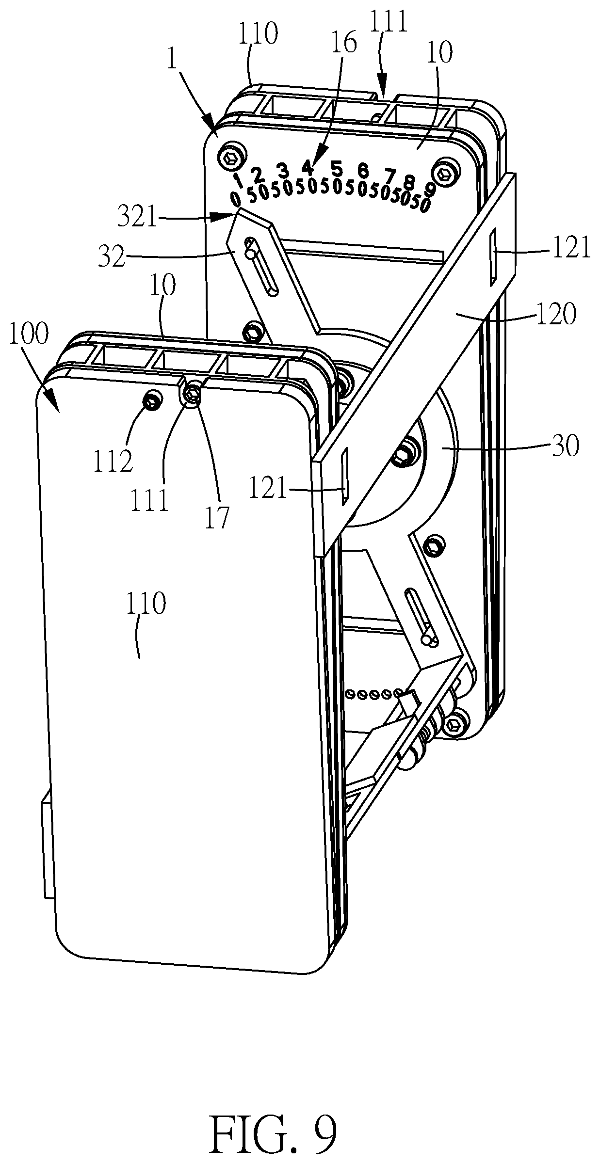 Patent US12303732 Figure 9 – Assembled dumbbell and dumbbell main body thereof