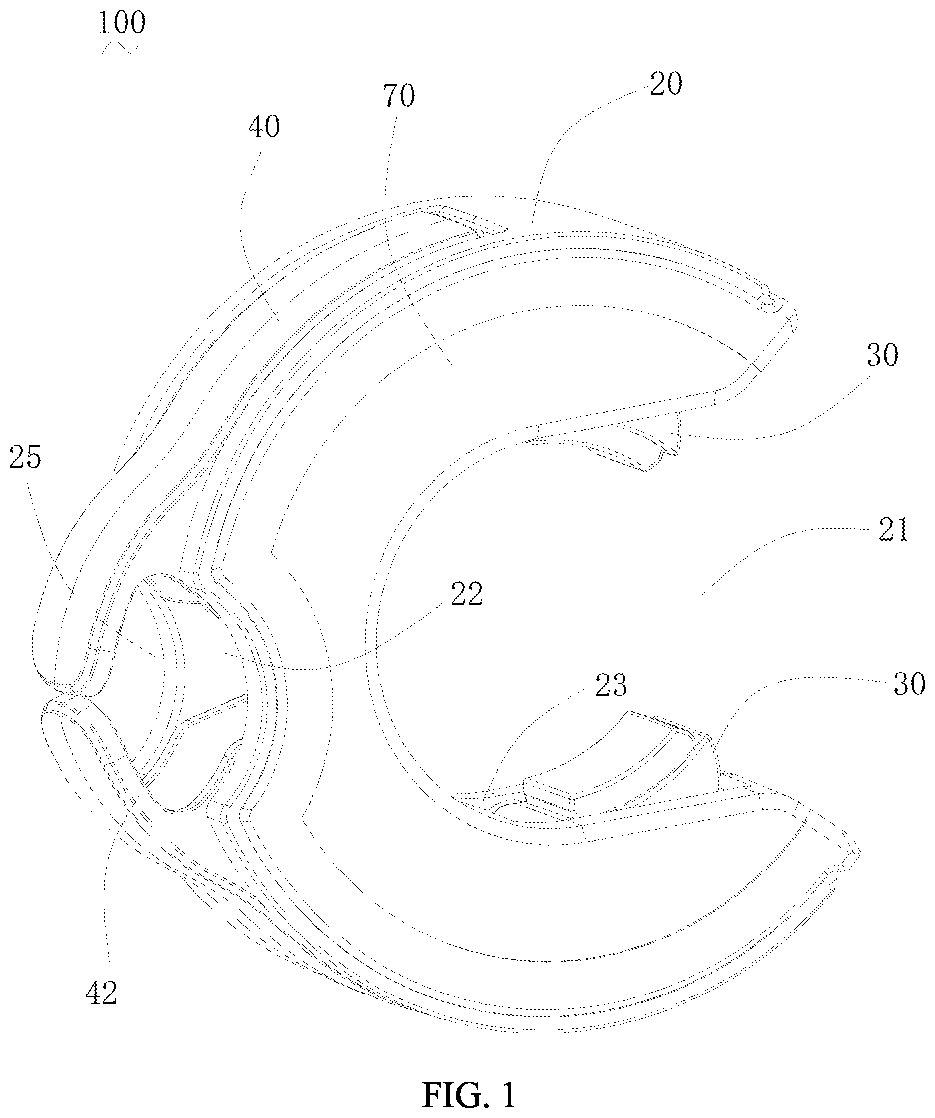Patent US12303733 Figure 1 – Buckle for dumbbells and barbells