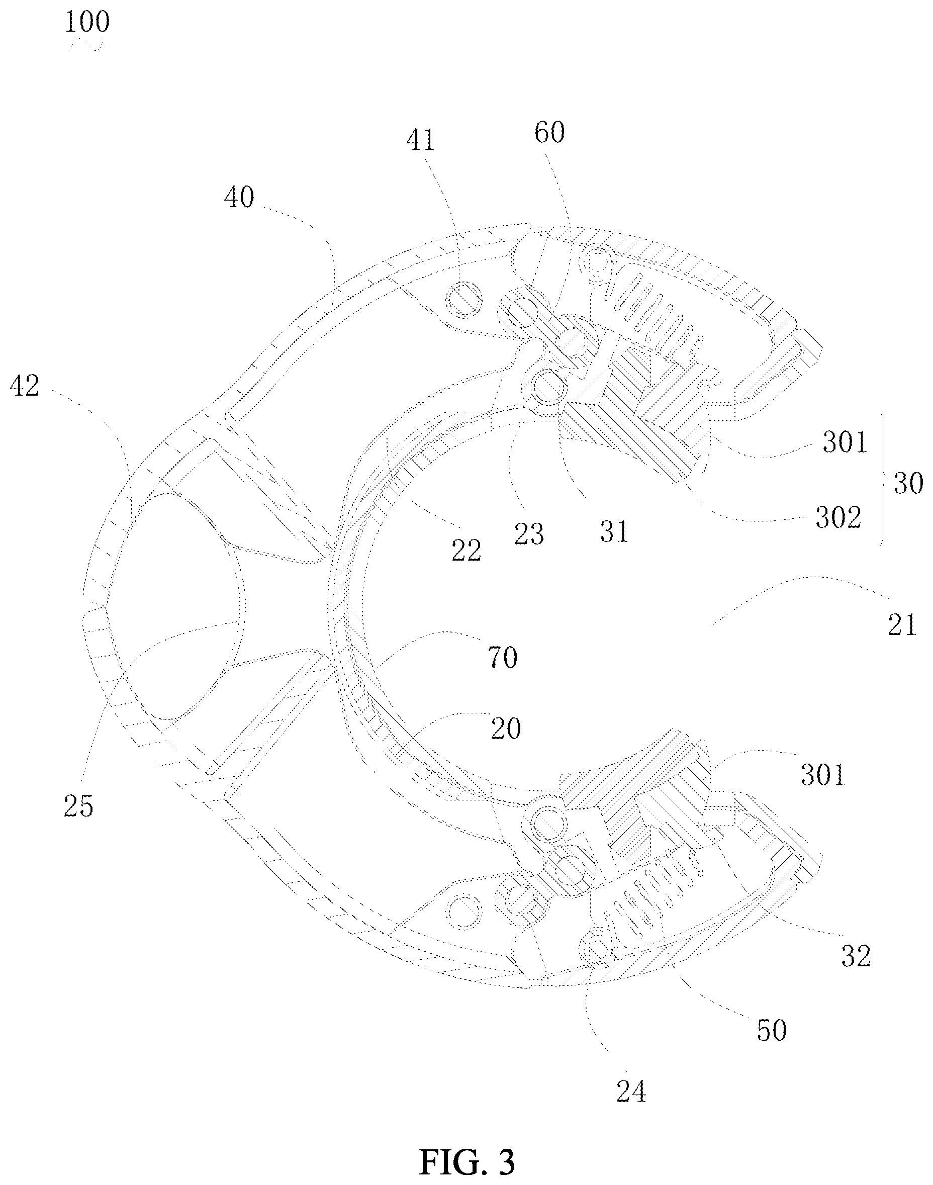 Patent US12303733 Figure 3 – Buckle for dumbbells and barbells