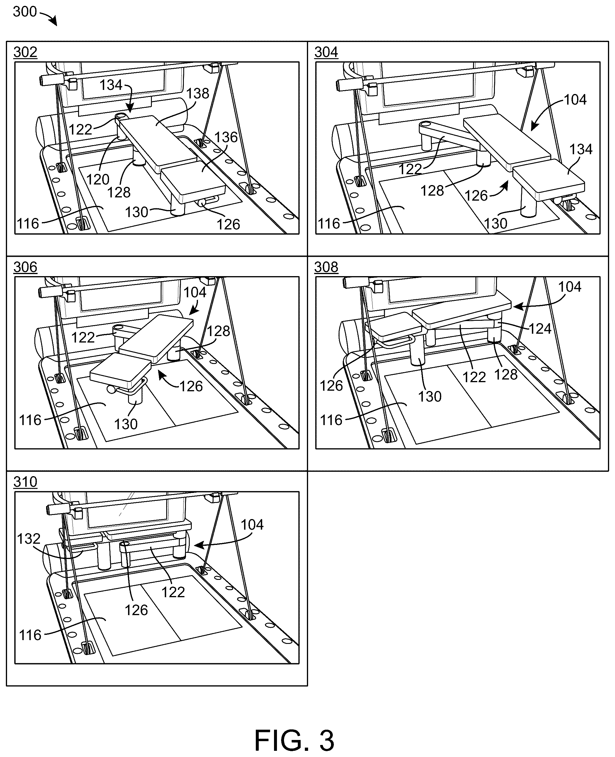 Patent US12303736 Figure 3 – Exercise apparatus with integrated bench assembly
