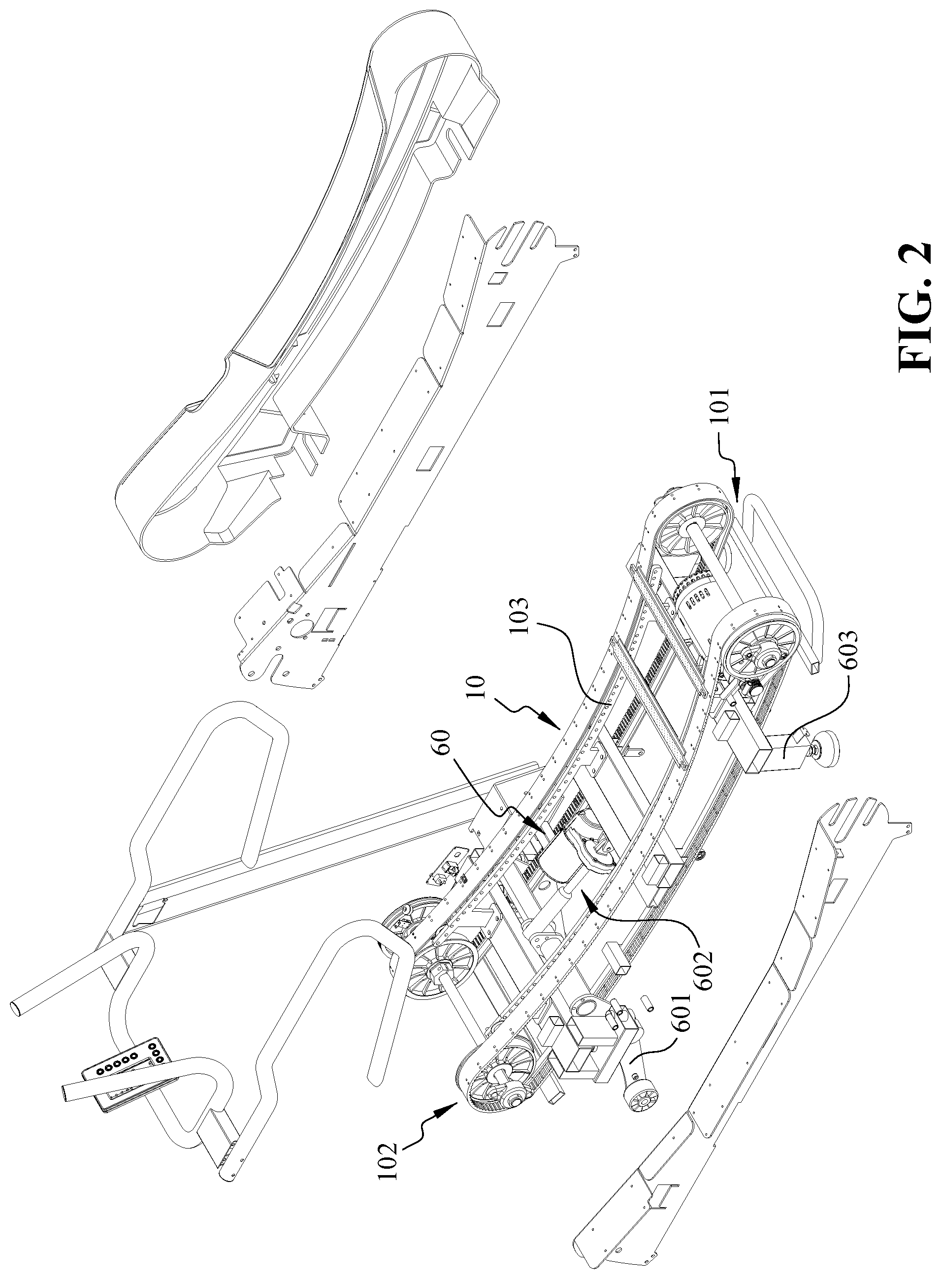 Patent US12303740 Figure 2 – Resistance treadmill with curved running deck