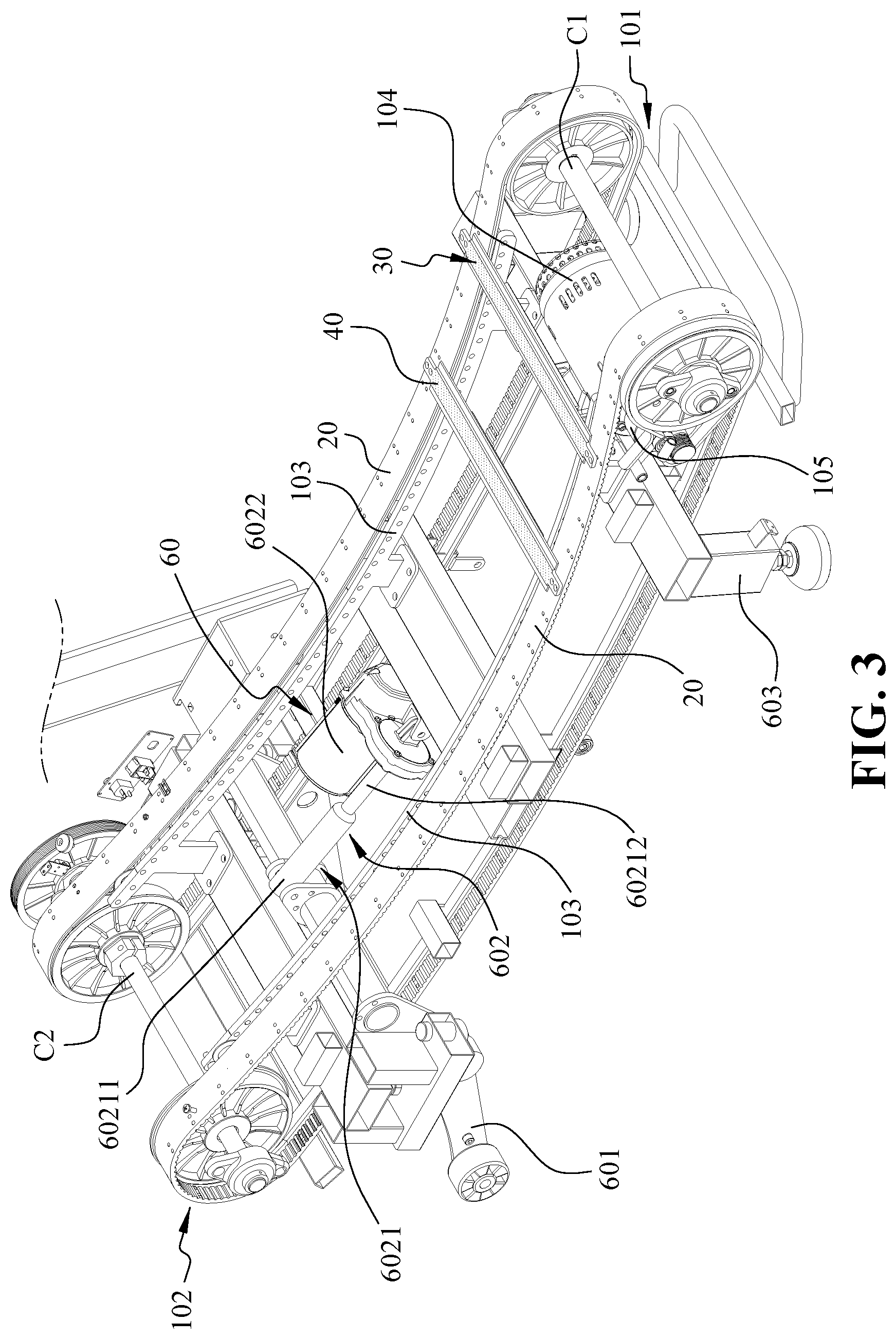 Patent US12303740 Figure 3 – Resistance treadmill with curved running deck