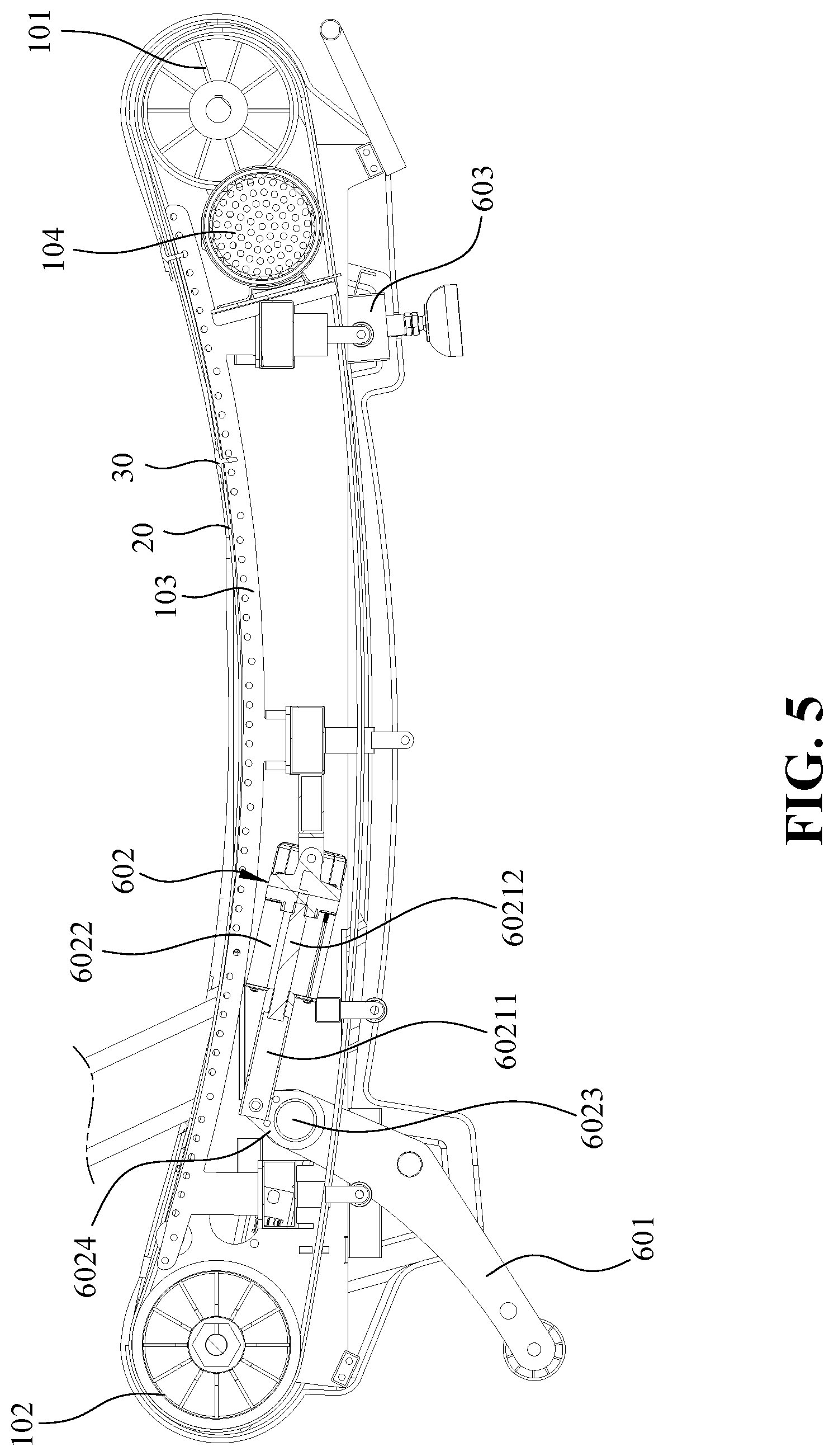Patent US12303740 Figure 5 – Resistance treadmill with curved running deck