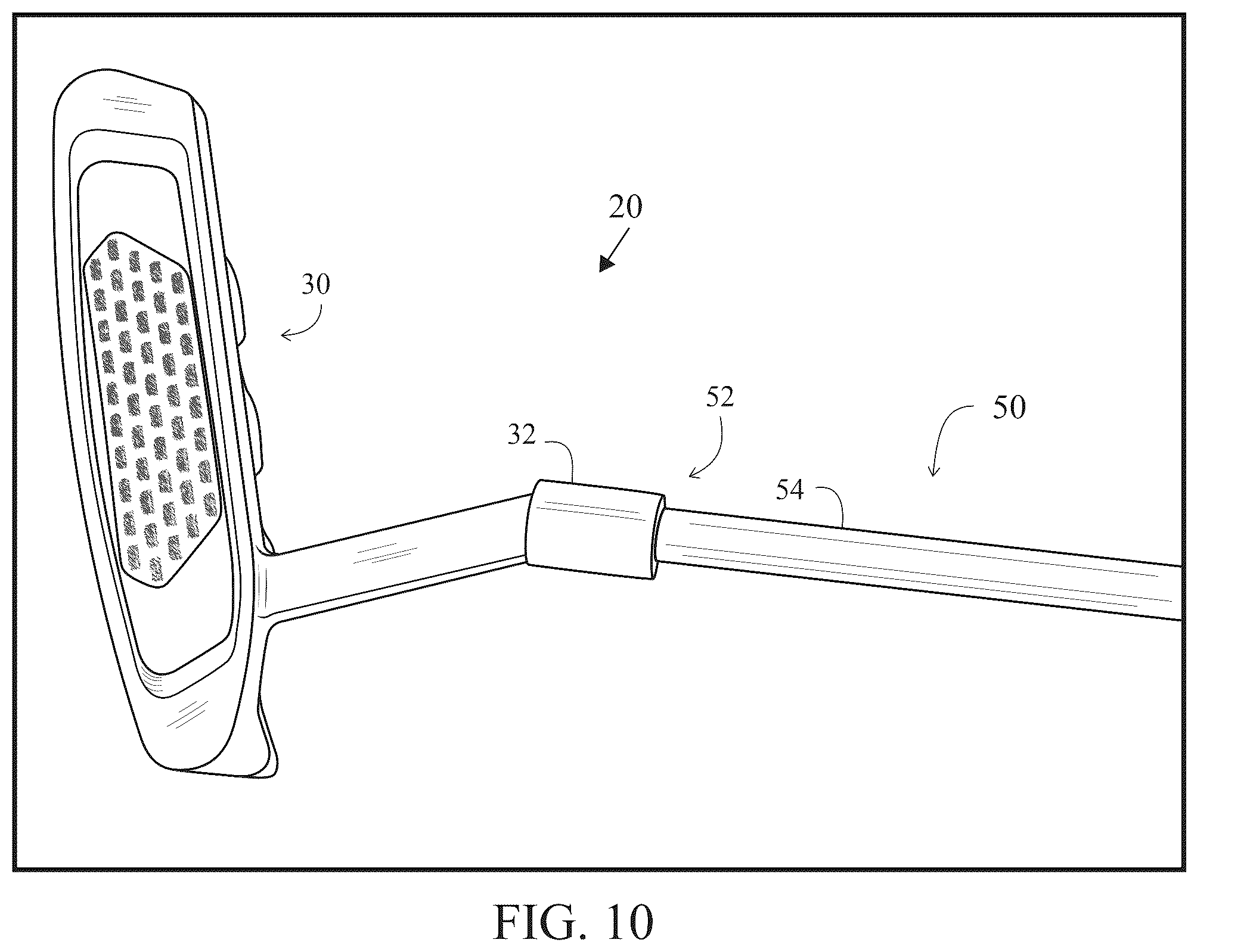 Patent US12303747 Figure 10 – Putter with bi-material shaft