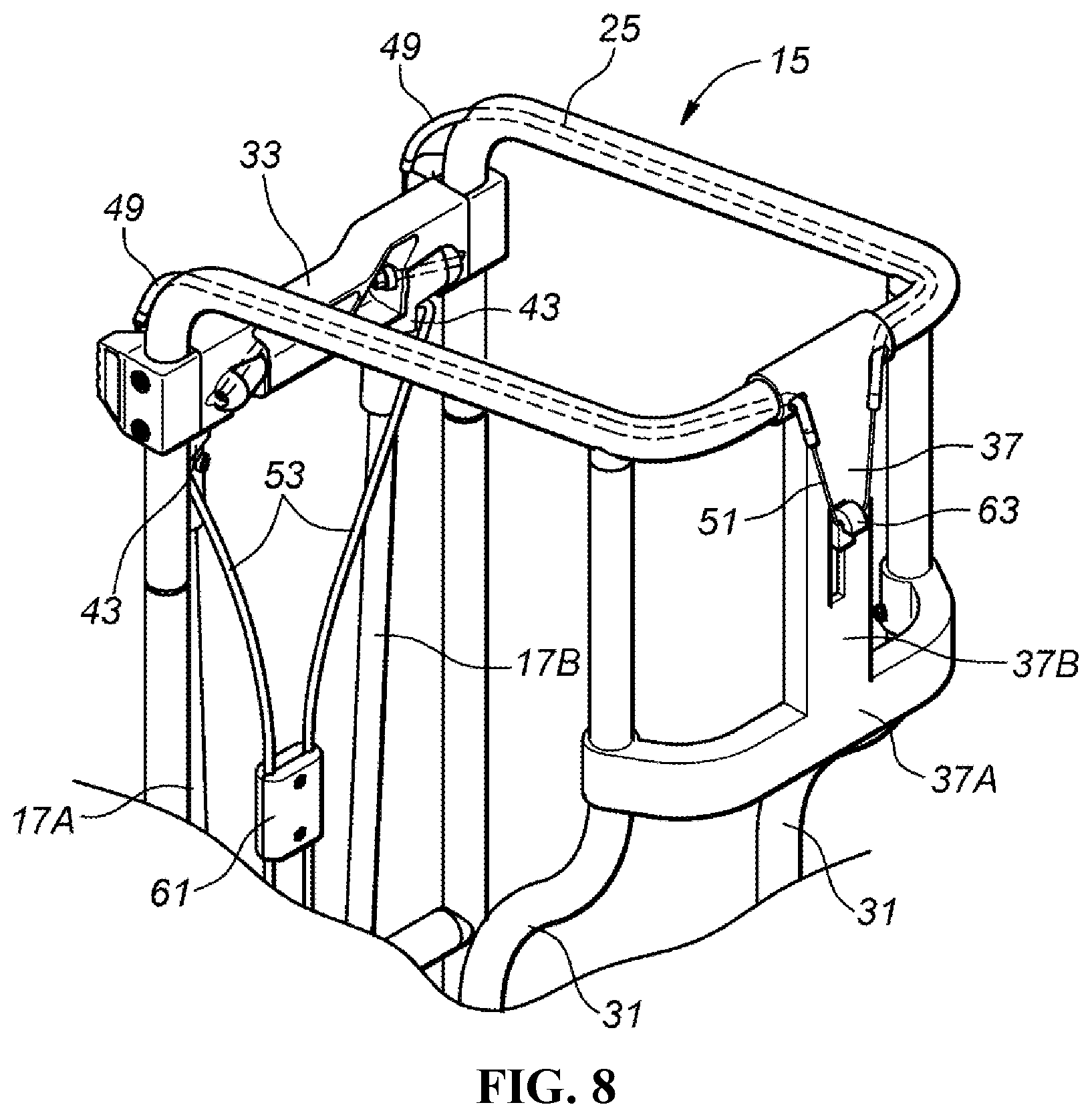 Patent US12303754 Figure 8 – Golf bag and frame for golf bag