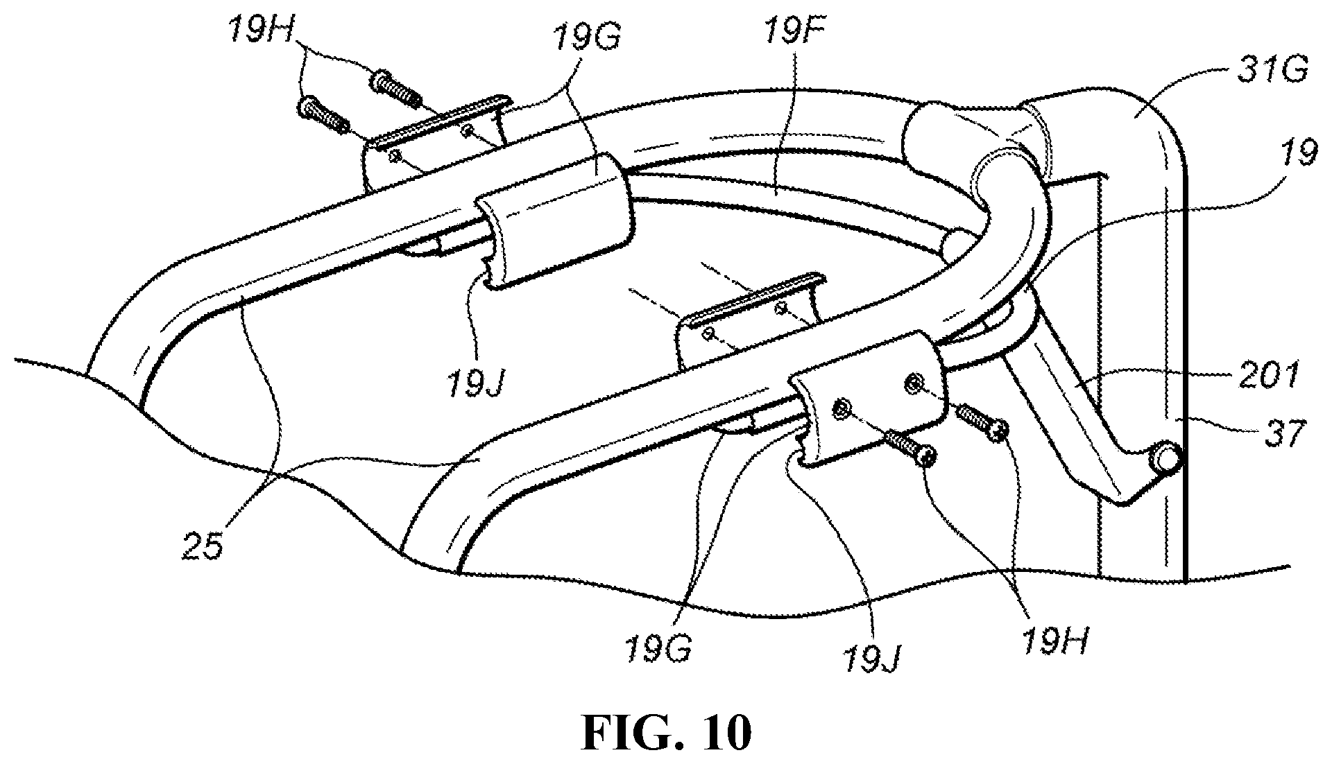 Patent US12303754 Figure 10 – Golf bag and frame for golf bag
