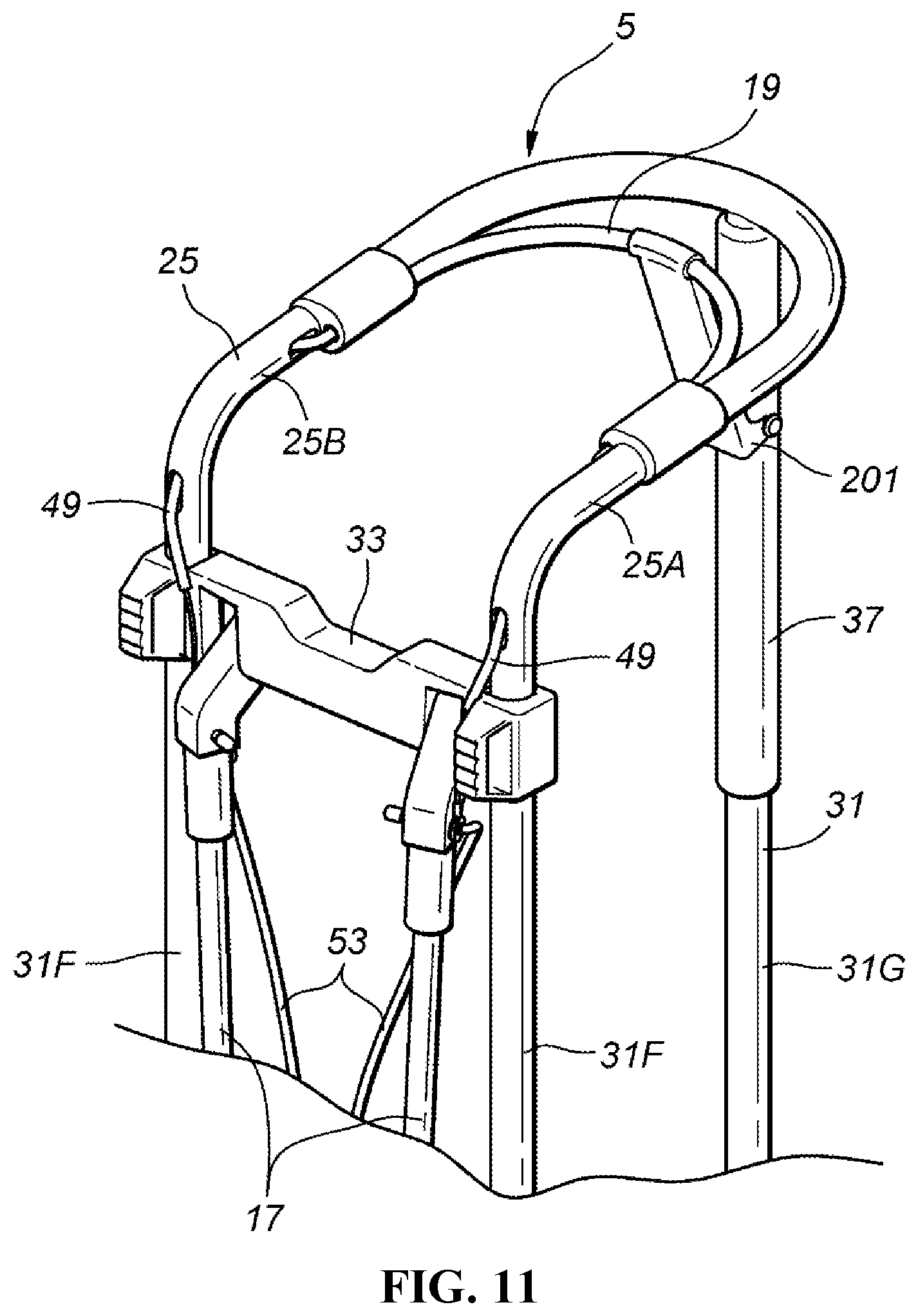 Patent US12303754 Figure 11 – Golf bag and frame for golf bag
