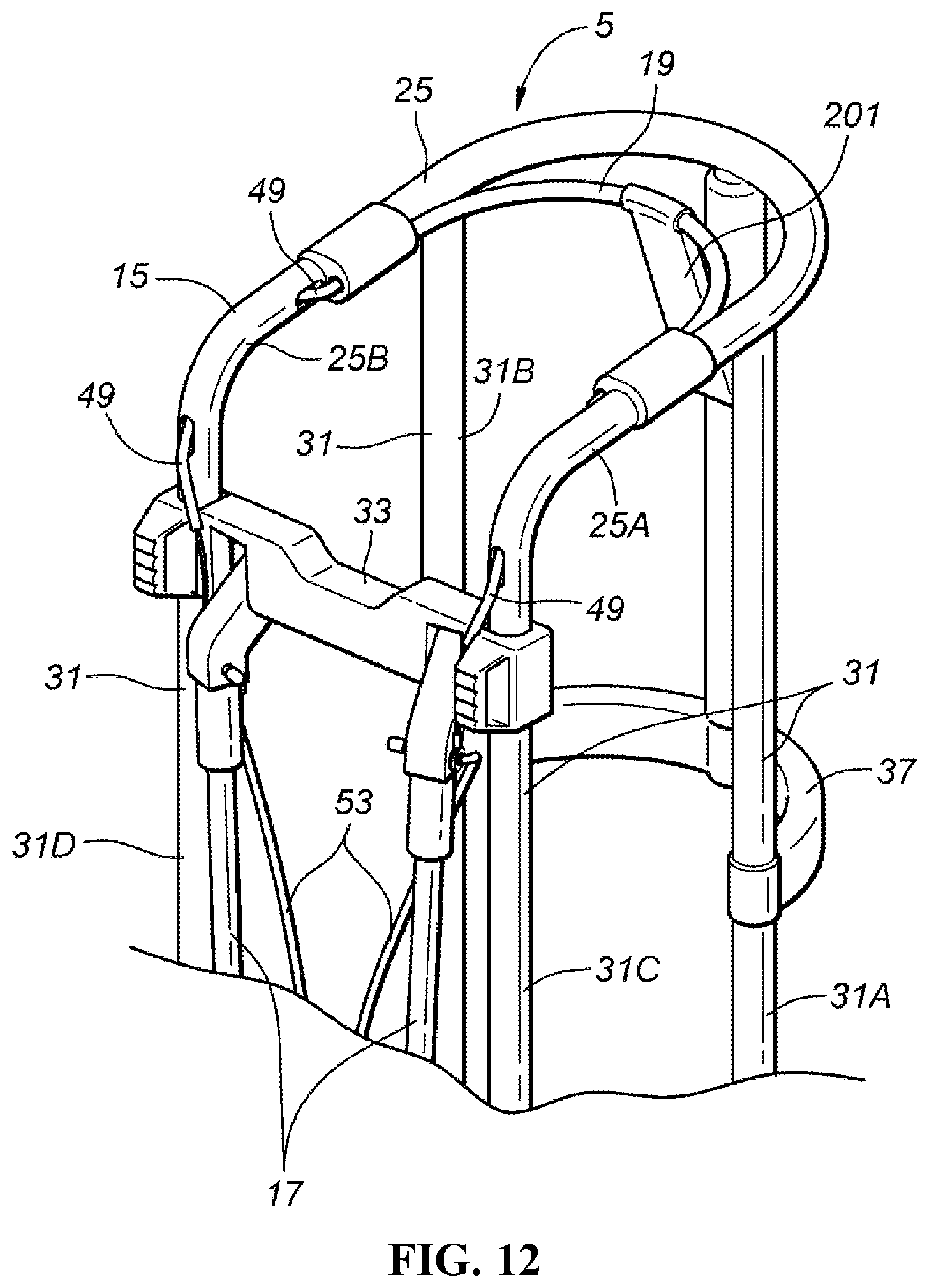 Patent US12303754 Figure 12 – Golf bag and frame for golf bag