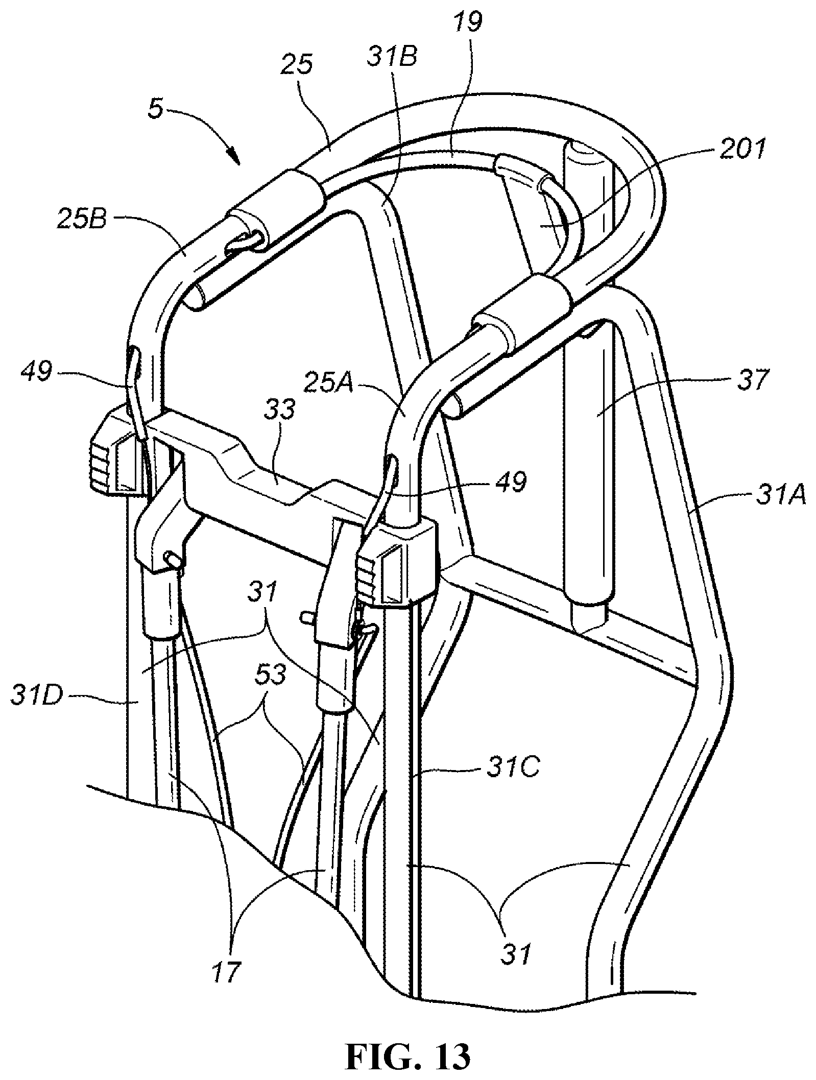 Patent US12303754 Figure 13 – Golf bag and frame for golf bag