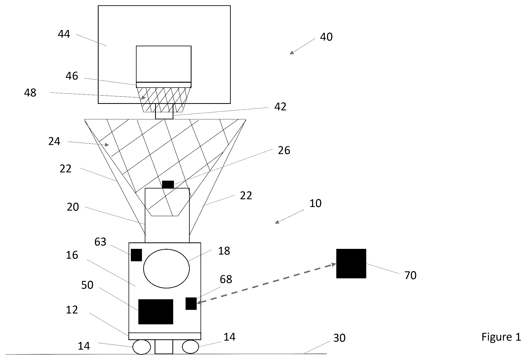 Patent US12303759 Figure 1 – Basketball launching device with player height compensation