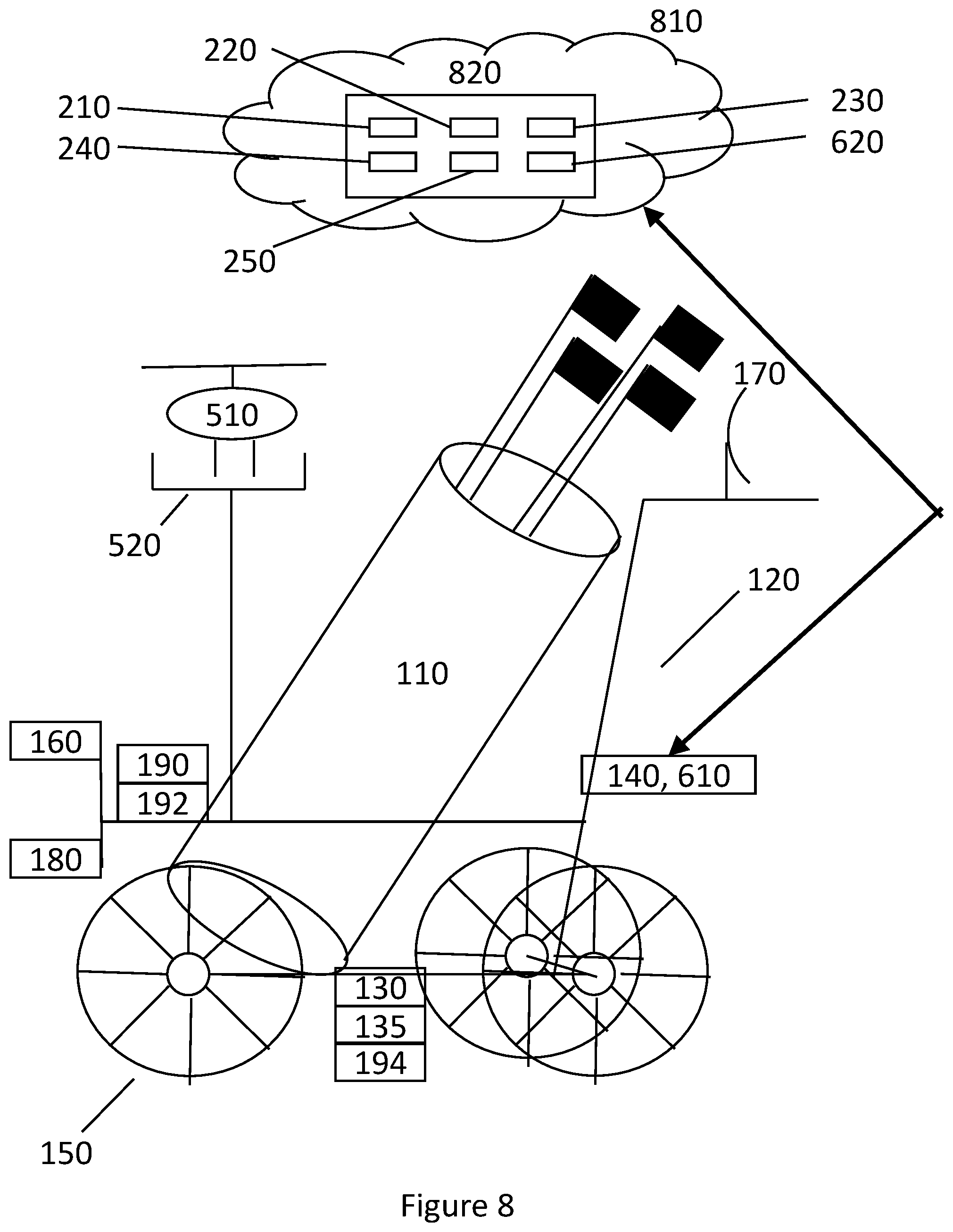 Patent US12303762 Figure 8 – Self propelled golf cart paired to golf ball