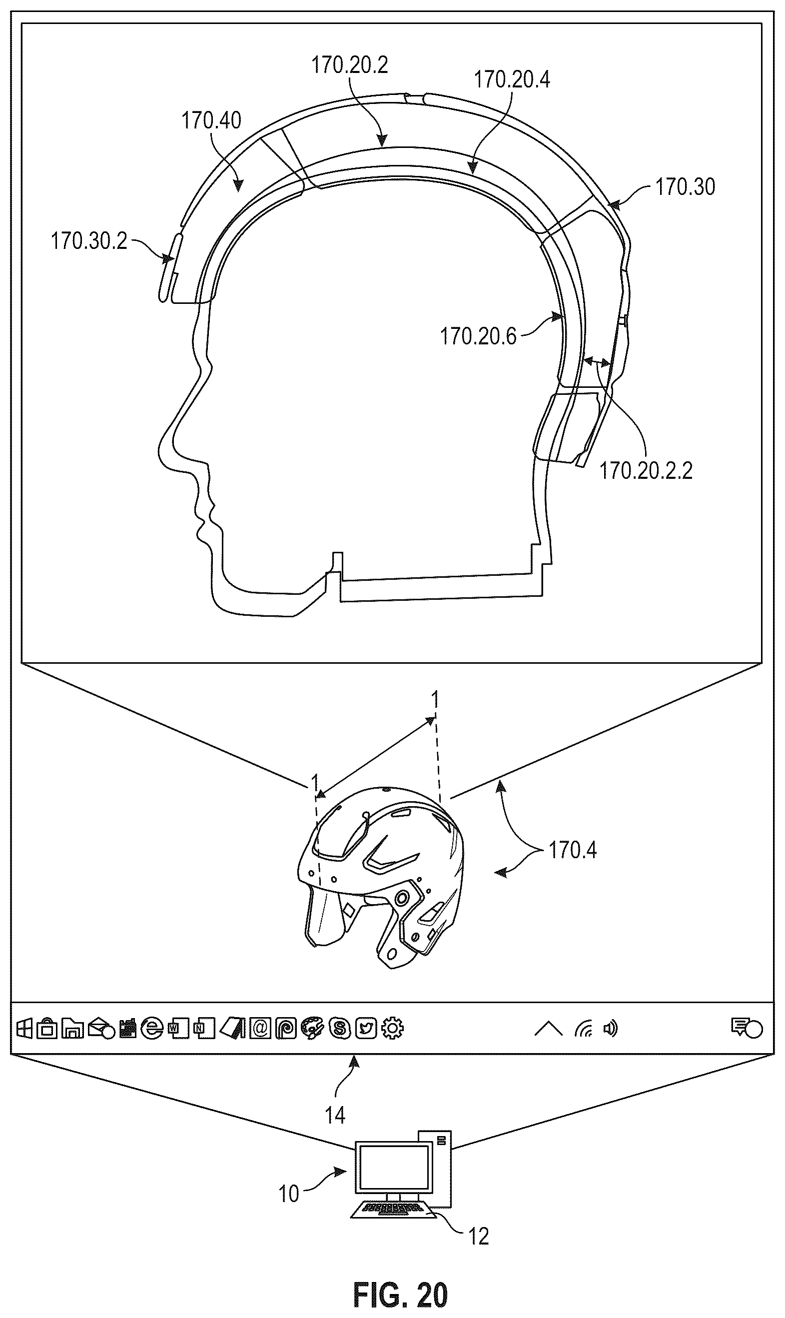 Patent US12303766 Figure 19 – Protective sports helmet with additively manufactured components