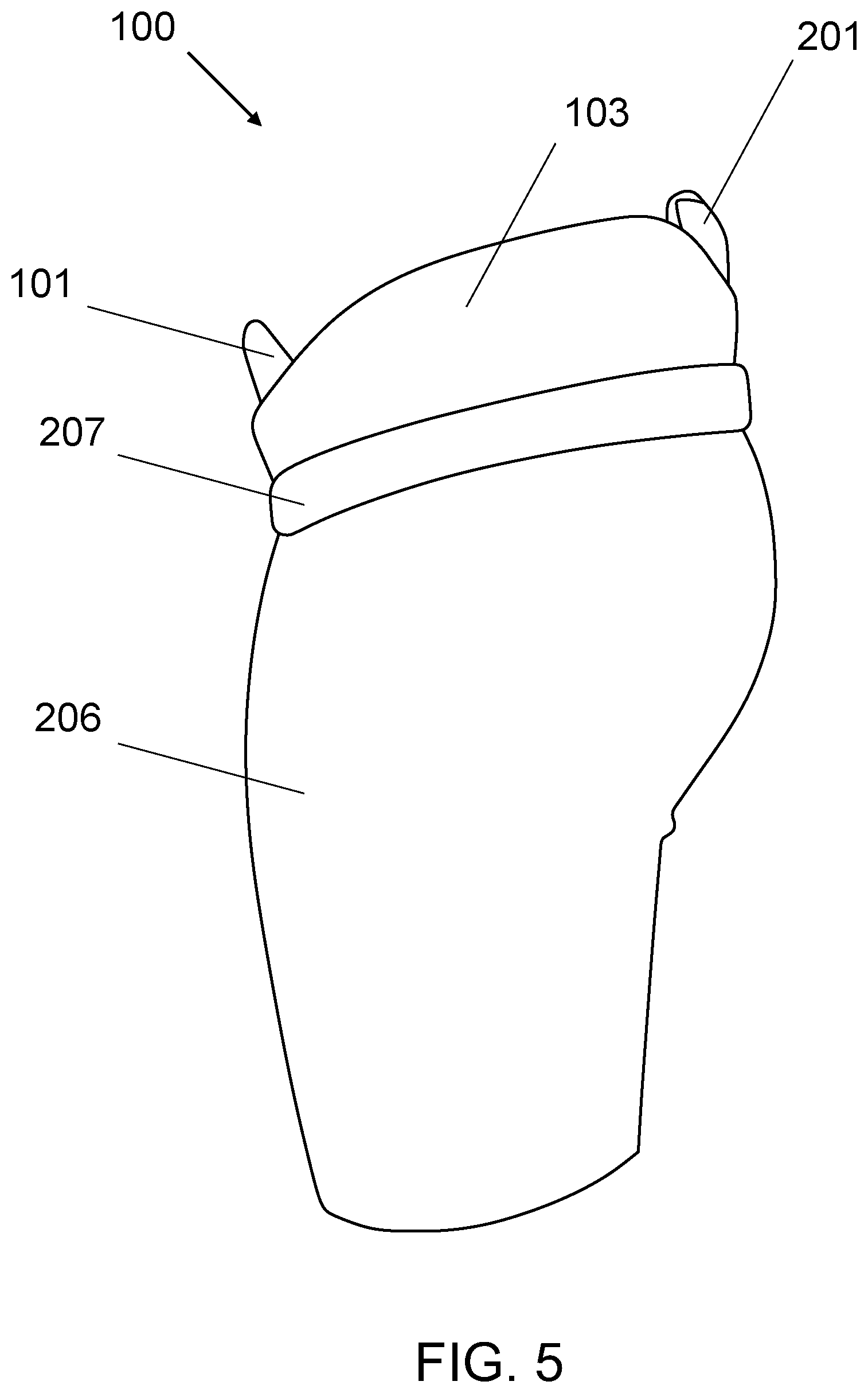Patent US12303767 Figure 5 – Hockey pants with floating abdominal protection