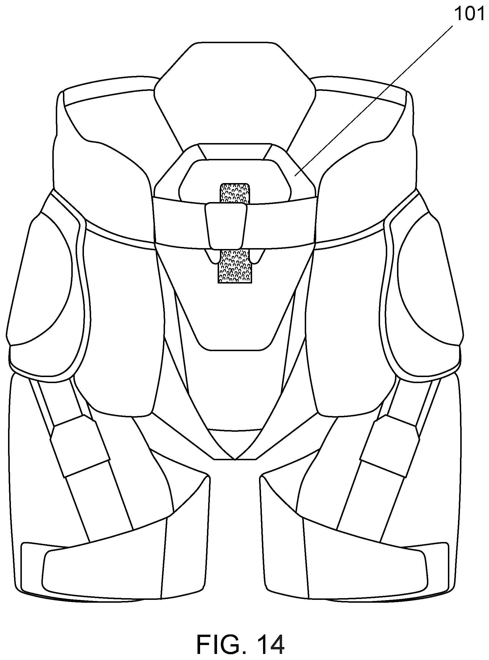 Patent US12303767 Figure 12 – Hockey pants with floating abdominal protection
