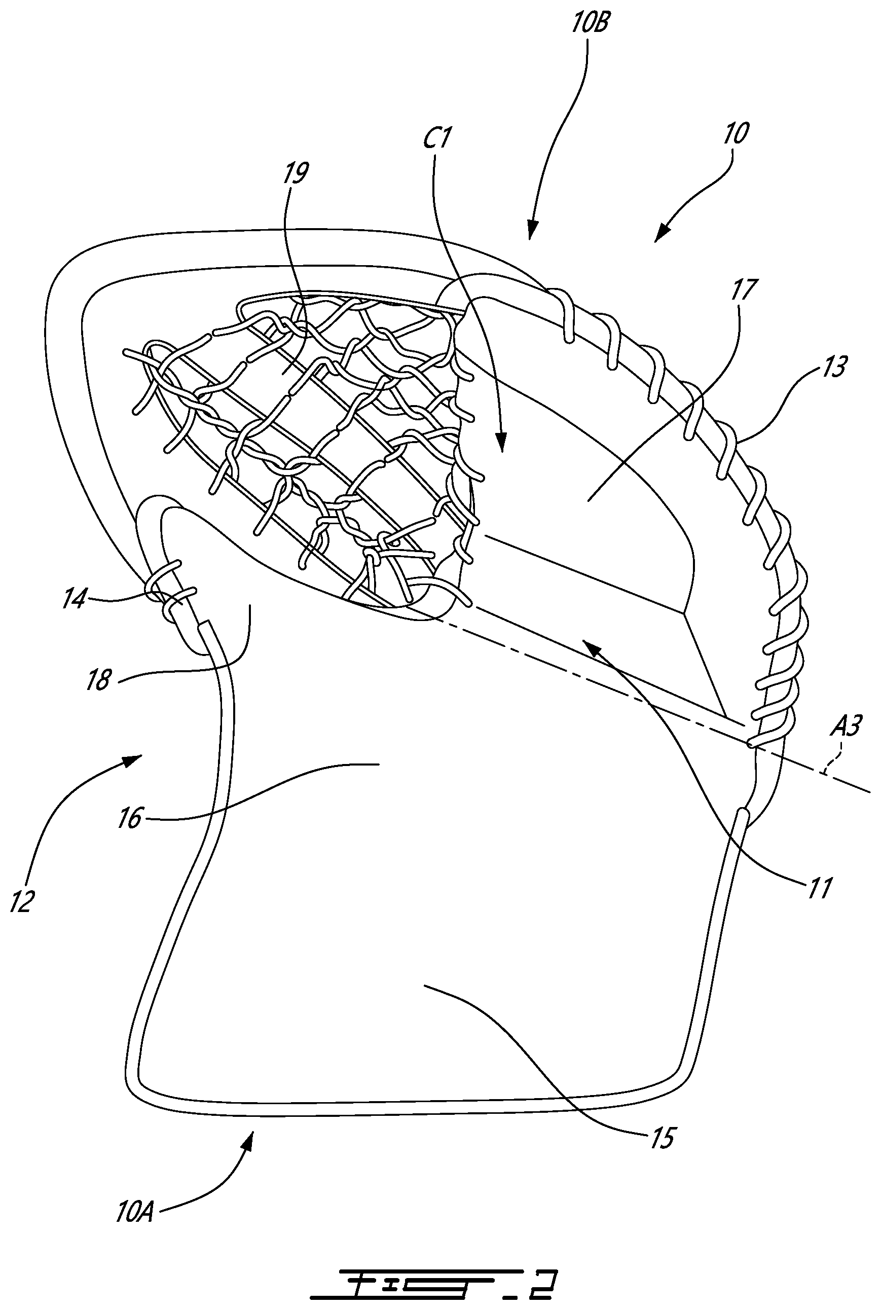 Patent US12303769 Figure 2 – Hockey goaltender glove