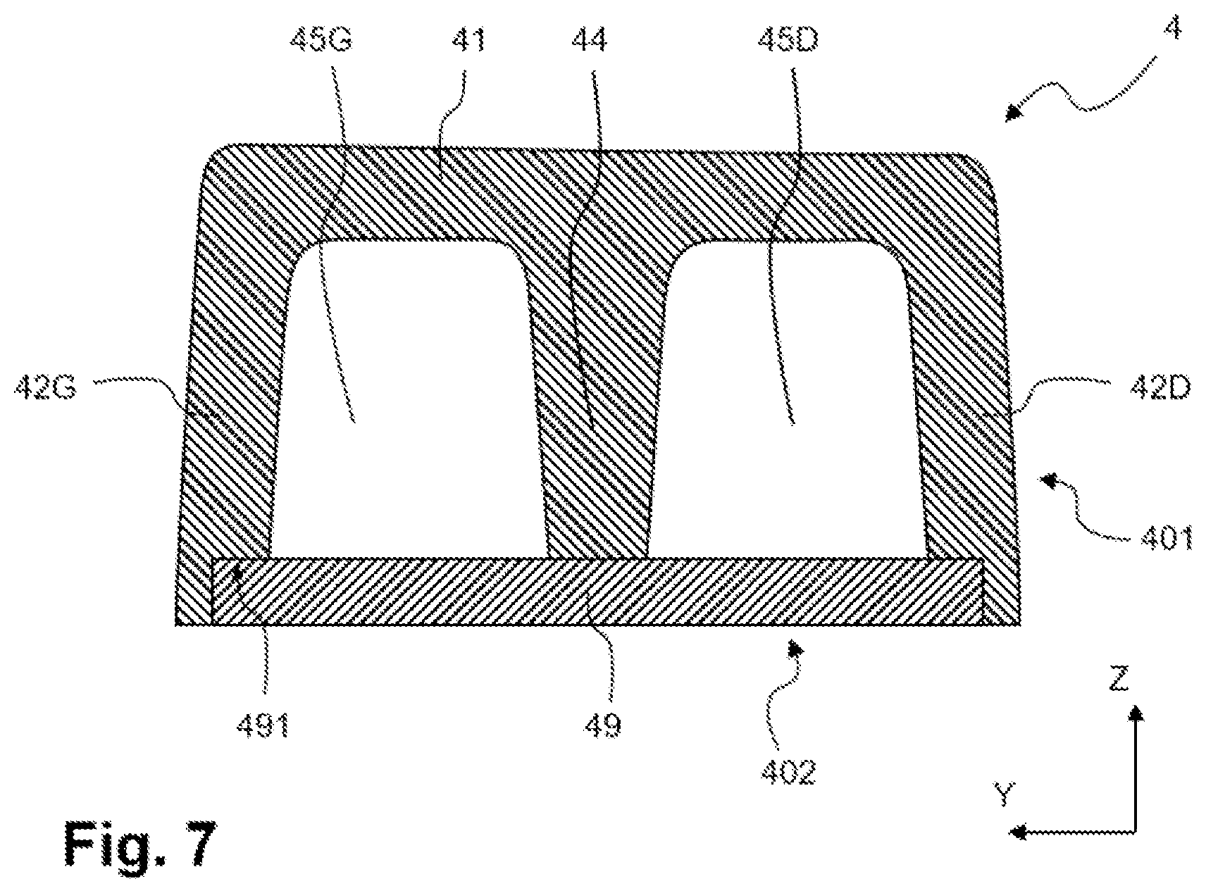 Patent US12303770 Figure 6 – Ski core and ski including such a core
