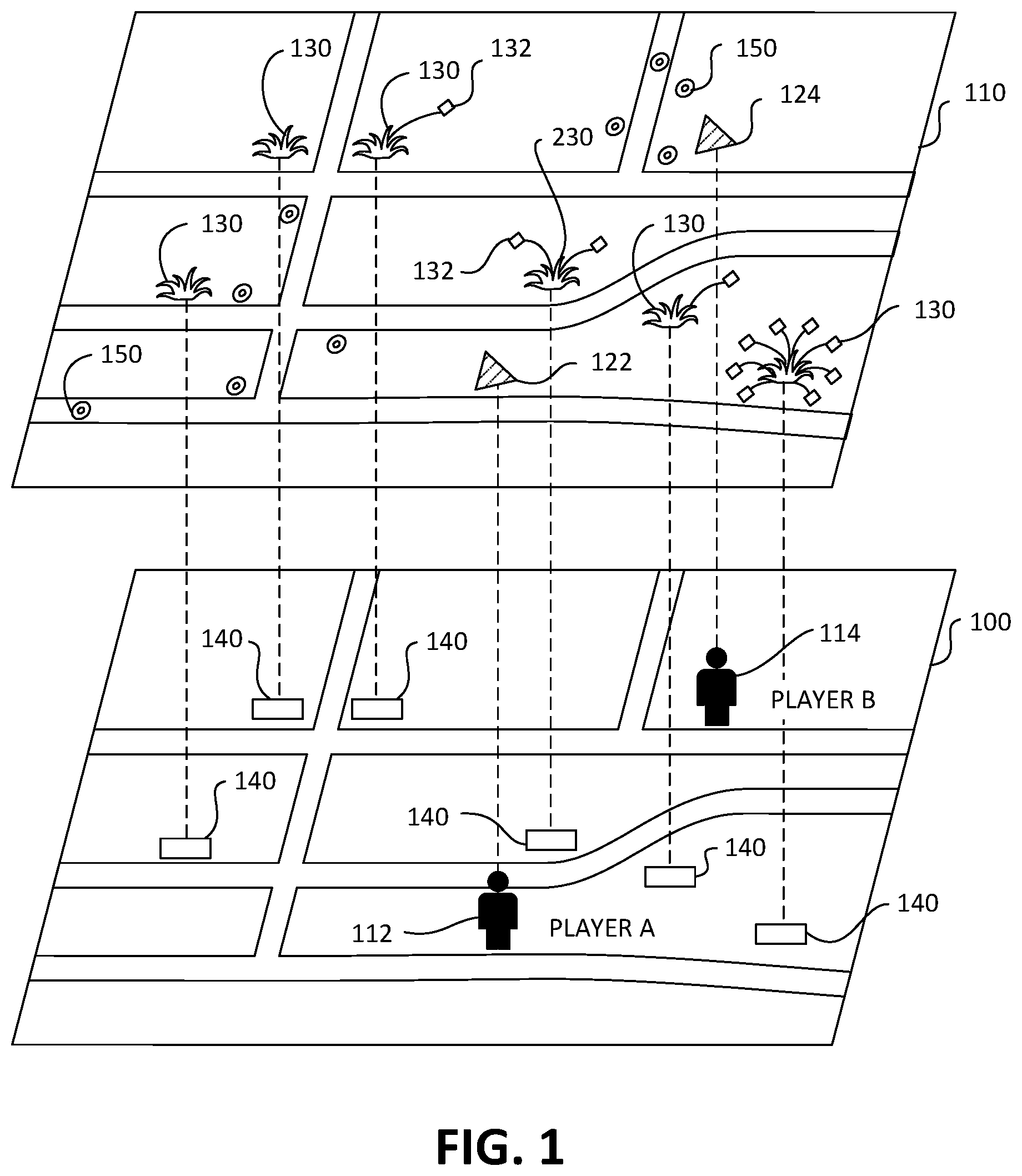 Patent US12303790 Figure 1 – Generating additional content items for parallel-reality games based on geo-location and usage characteristics