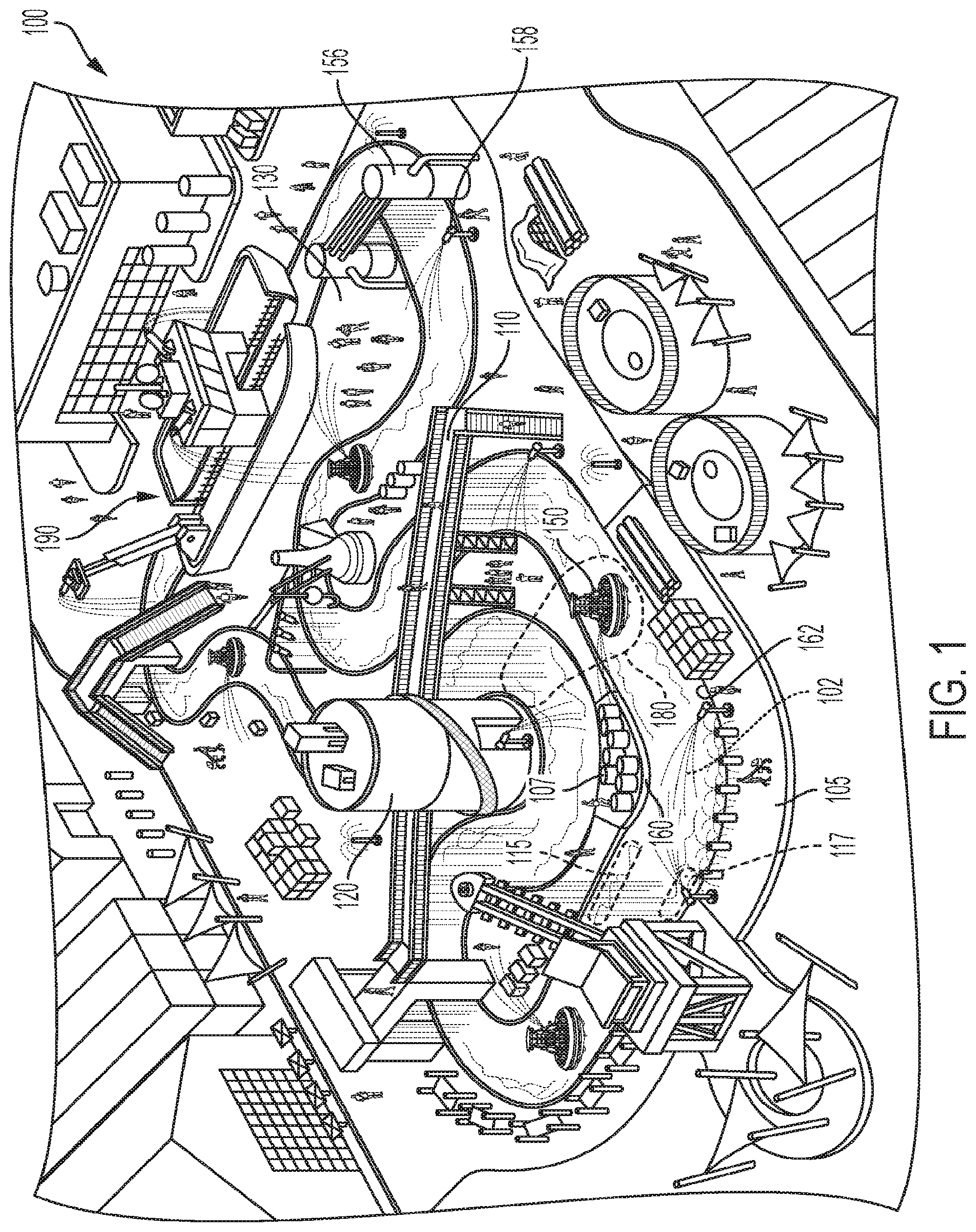 Patent US12303798 Figure 1 – Interactive raft ride
