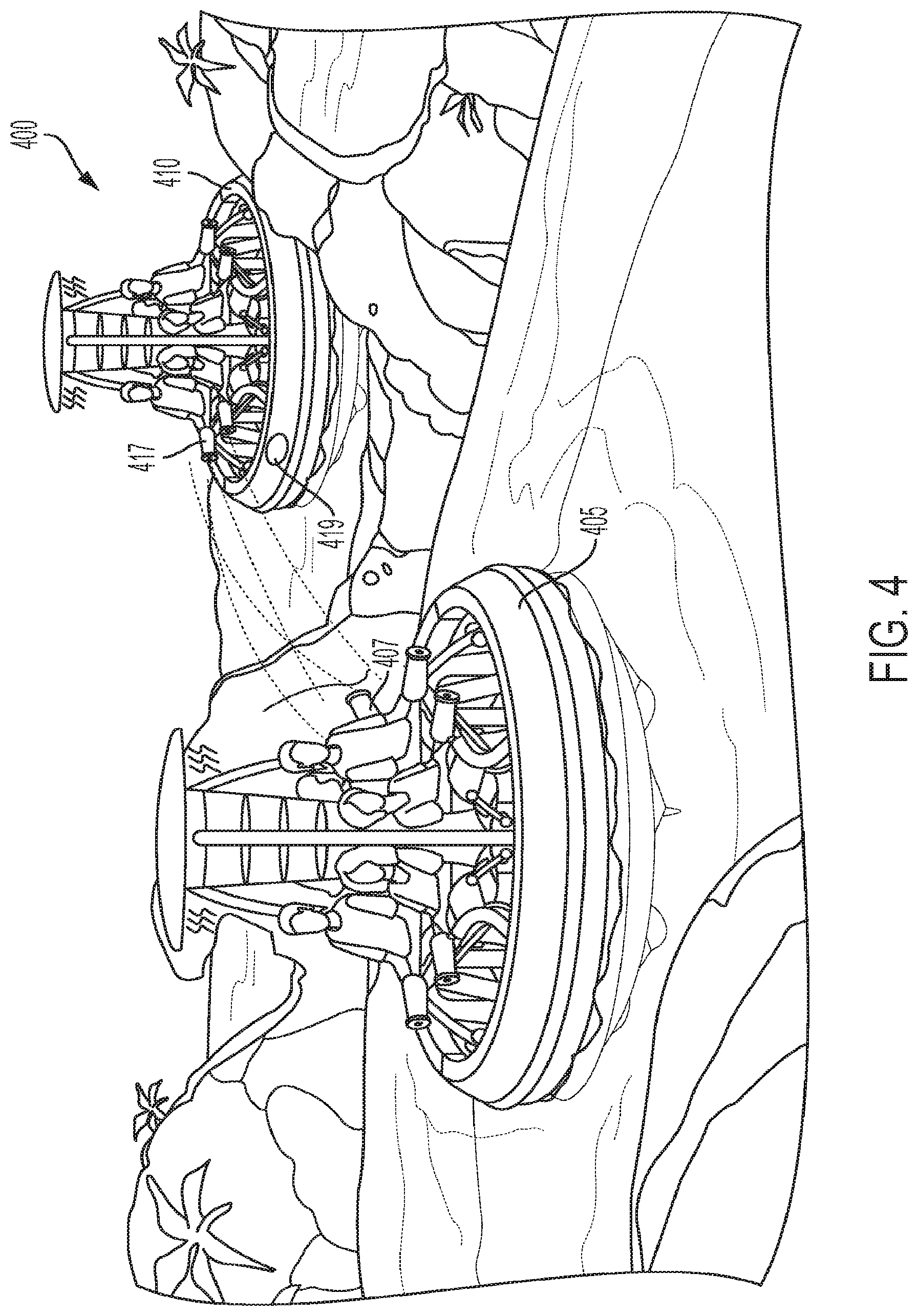 Patent US12303798 Figure 4 – Interactive raft ride