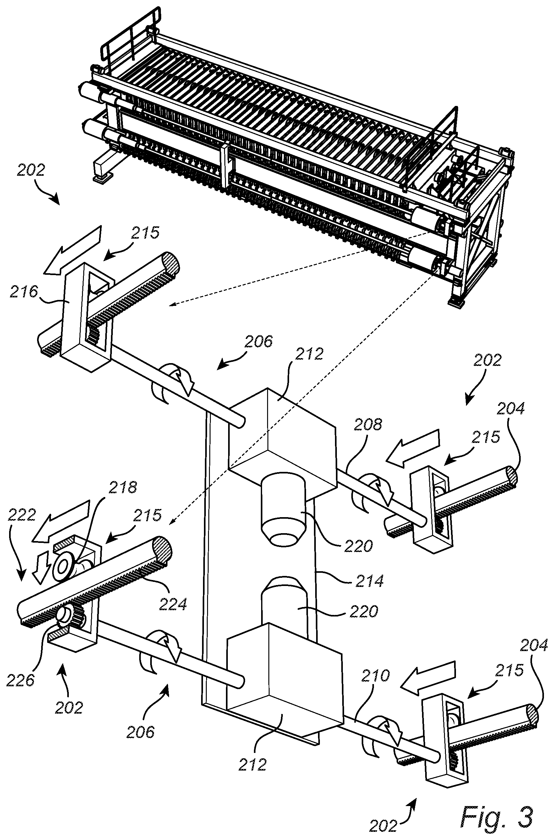 Patent US12303808 Figure 3 – Filter press and a filter plate compression and transport retrofitting kit for a filter press