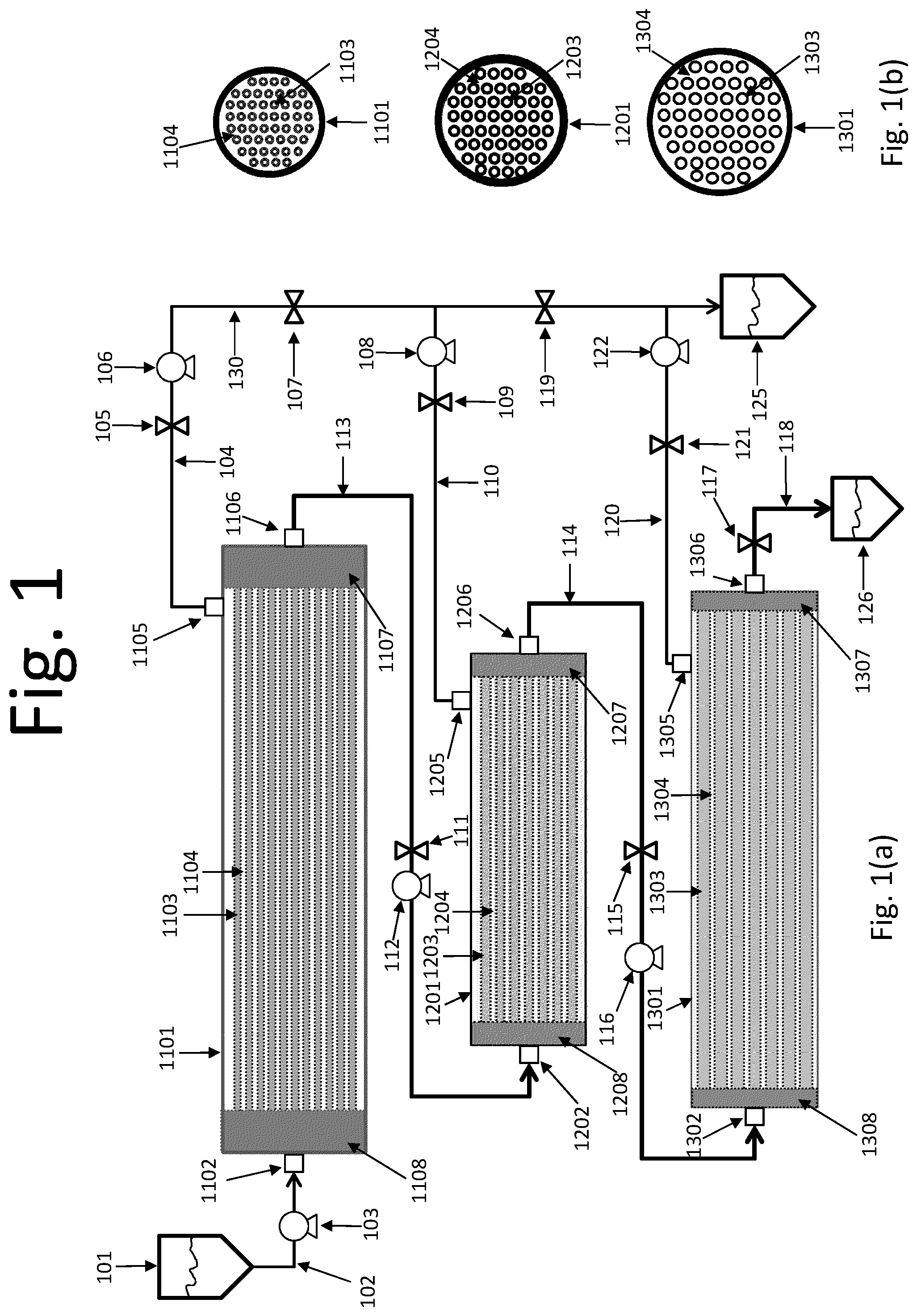 Patent US12303810 Figure 1 – Single pass cross flow filtration module and method