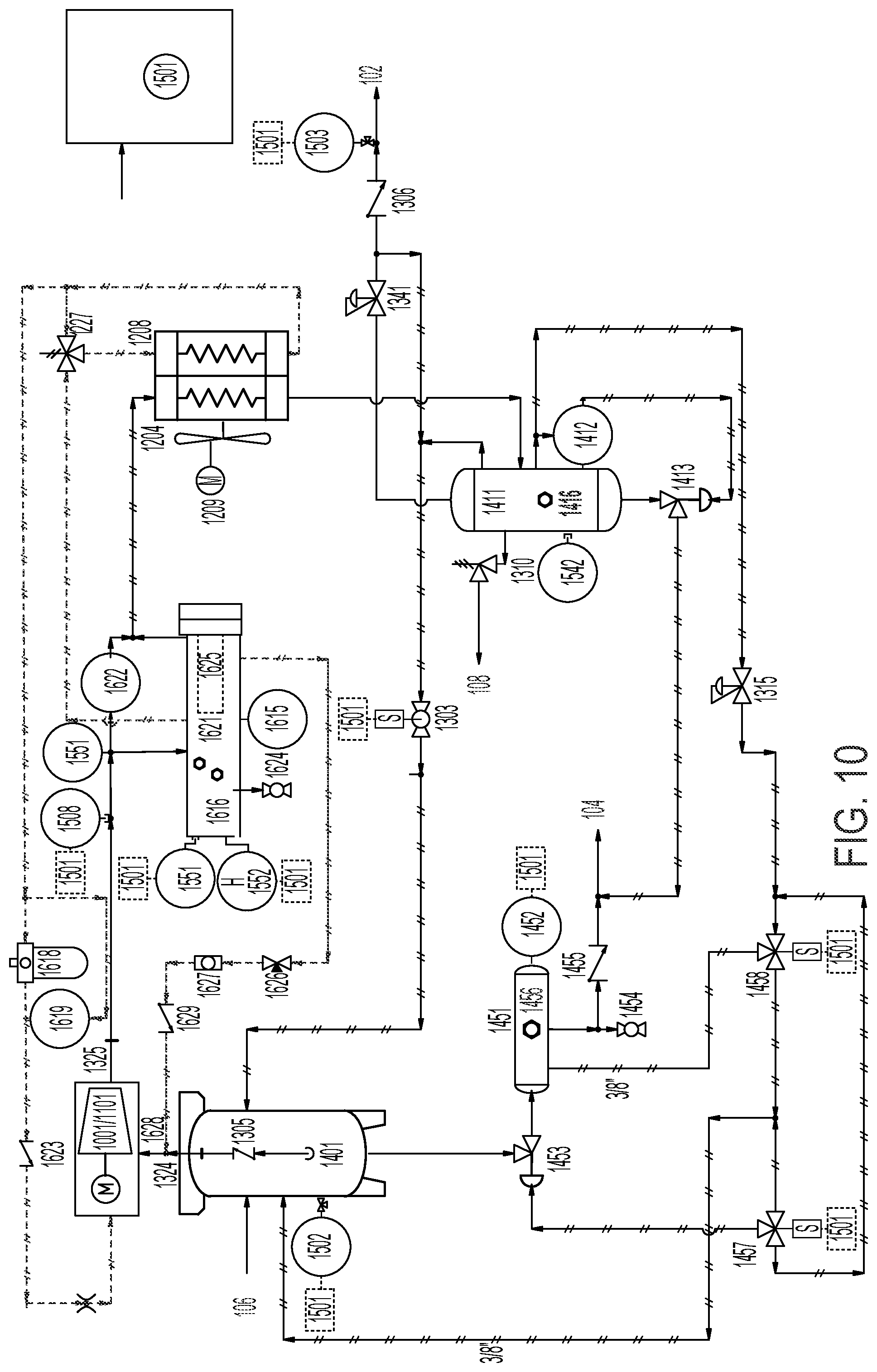 Patent US12303815 Figure 14 – System and process for recovering fugitive gas emissions