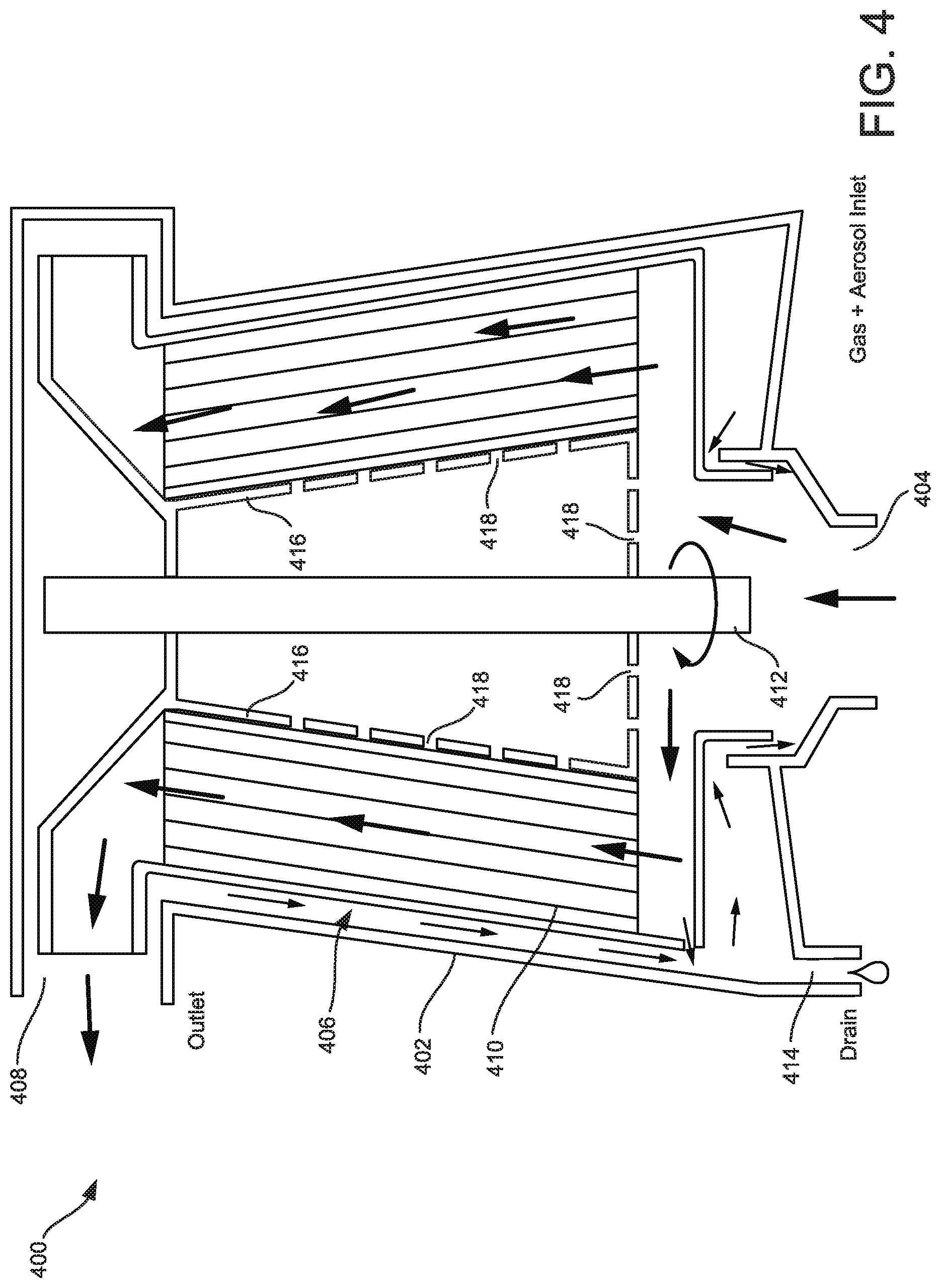 Patent US12303816 Figure 4 – Axial flow centrifugal separator