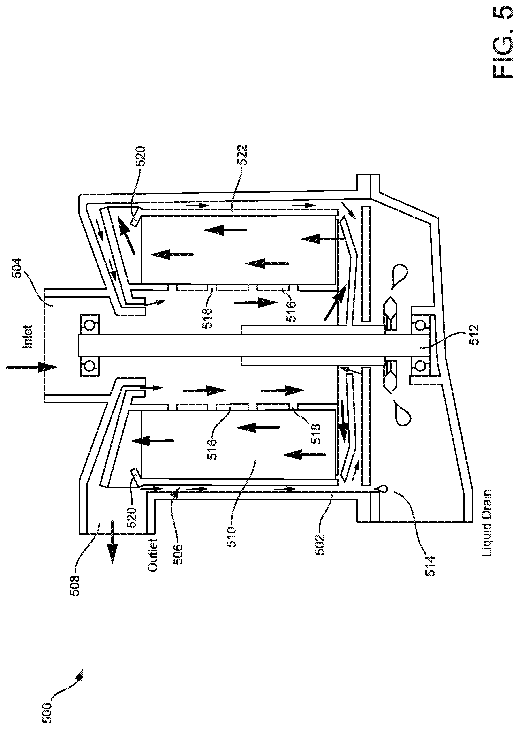 Patent US12303816 Figure 5 – Axial flow centrifugal separator