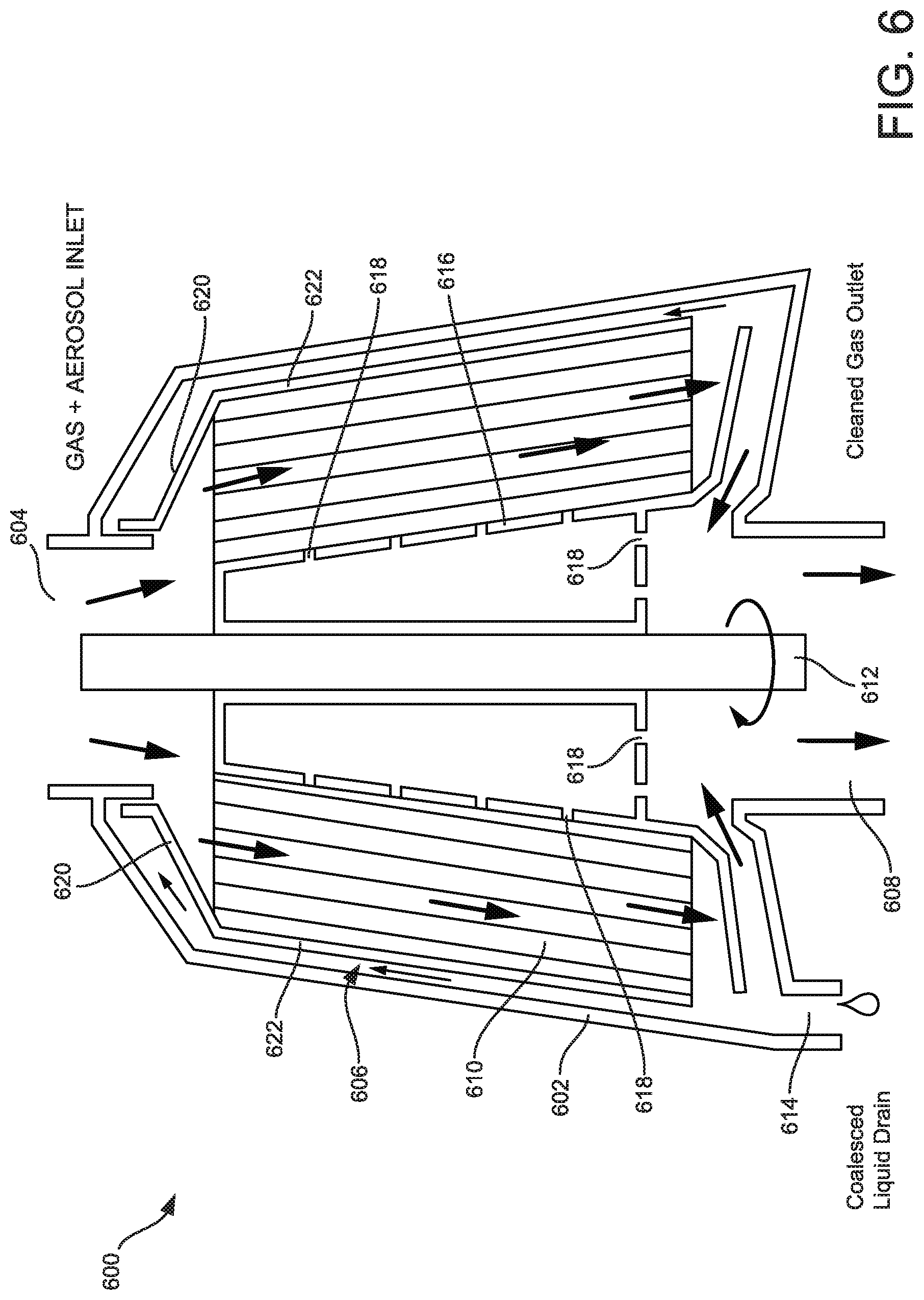 Patent US12303816 Figure 6 – Axial flow centrifugal separator