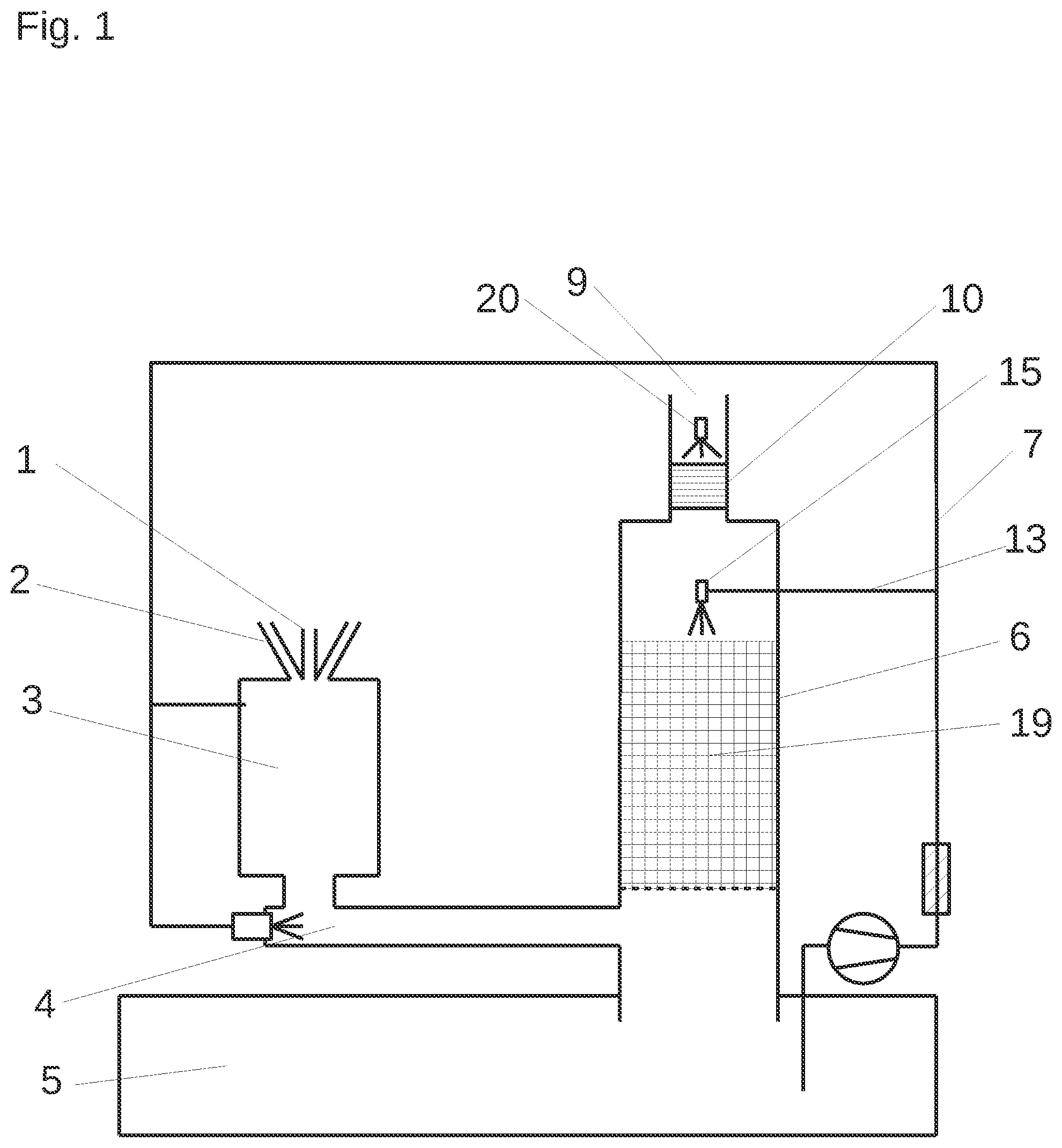 Patent US12303826 — Device and method for cleaning a gas stream — Figure 1