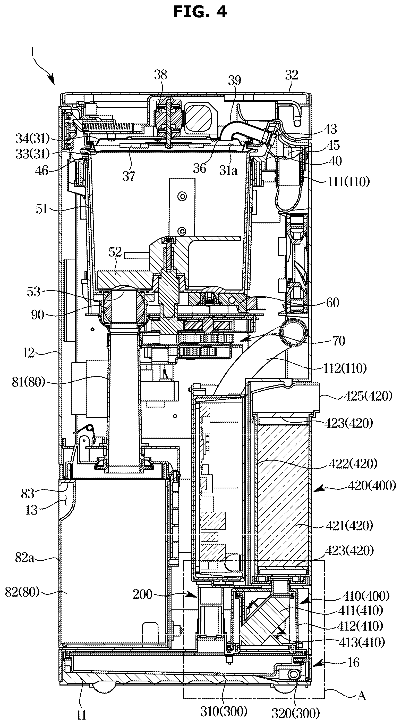 Patent US12303827 Figure 4 – Food waste disposer