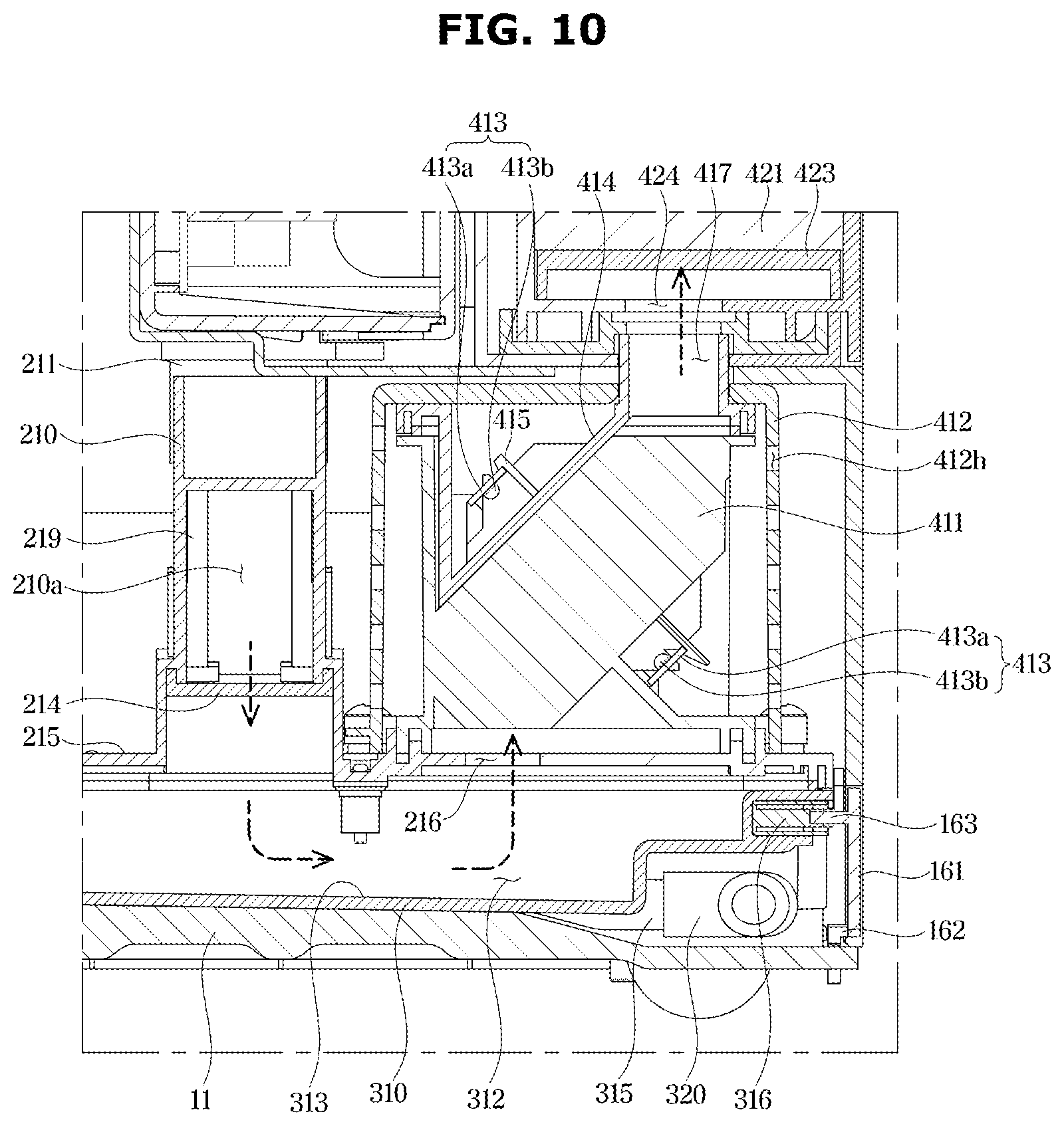 Patent US12303827 Figure 10 – Food waste disposer