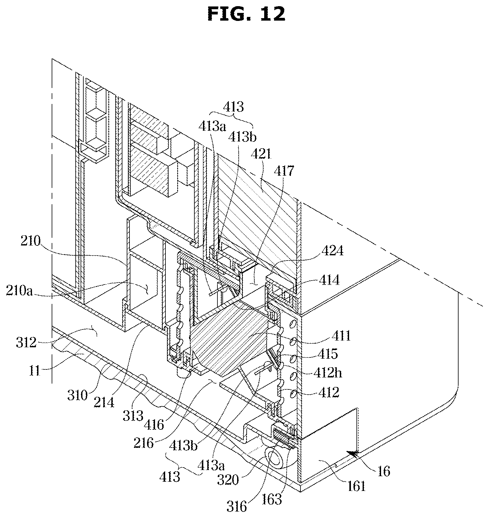 Patent US12303827 Figure 12 – Food waste disposer
