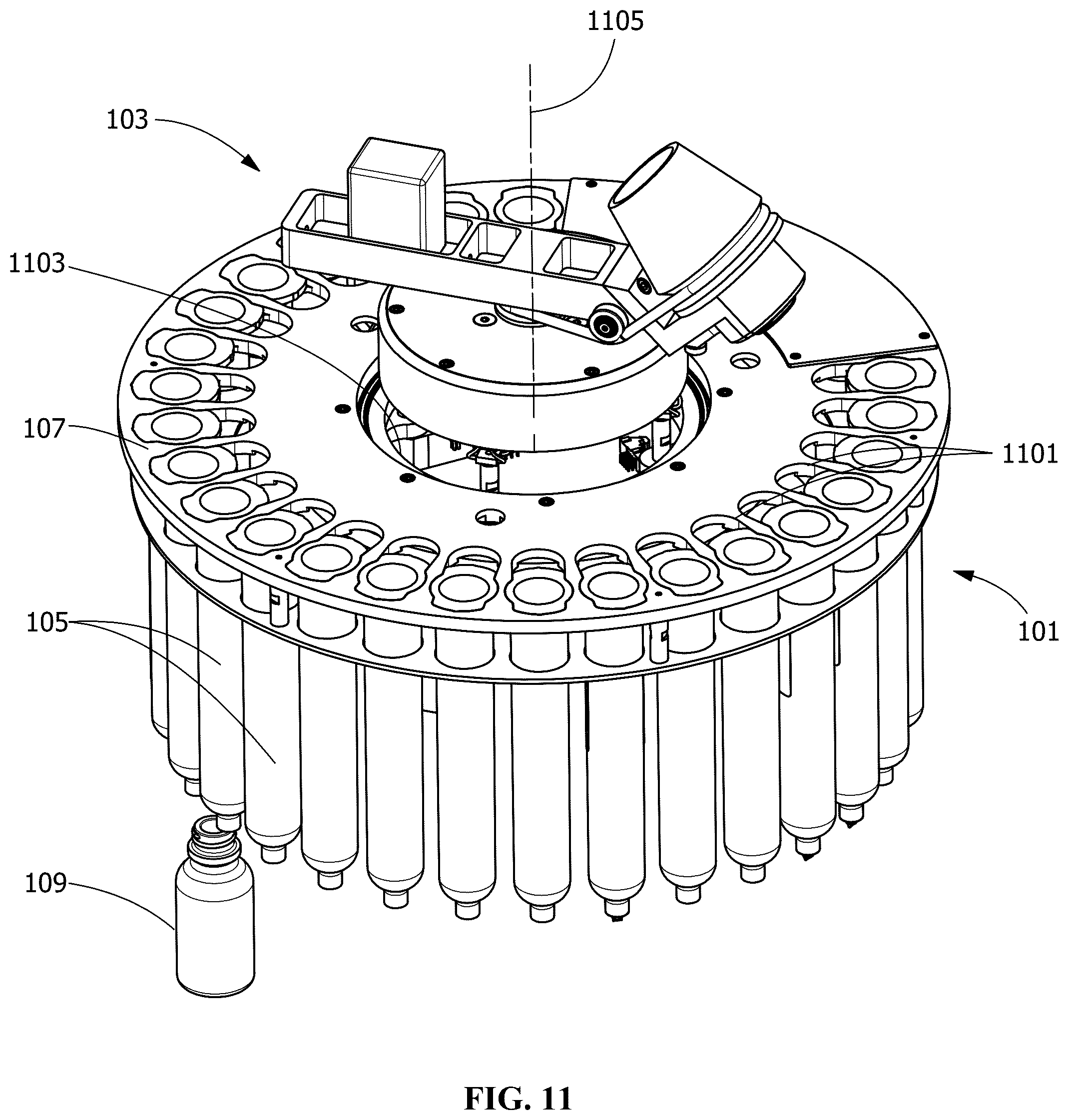 Patent US12303851 Figure 11 – System for forming a cosmetic composition