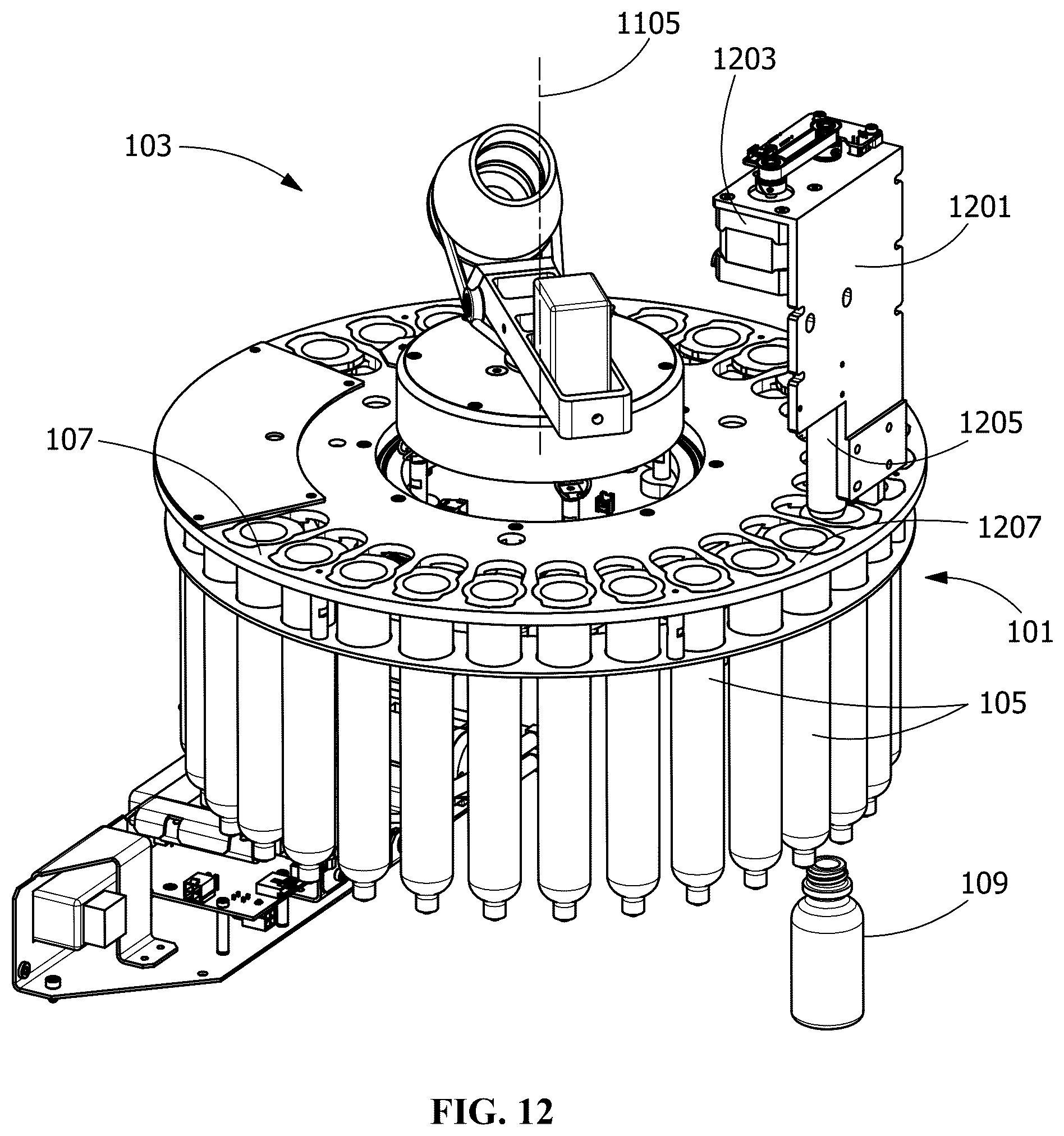 Patent US12303851 Figure 12 – System for forming a cosmetic composition