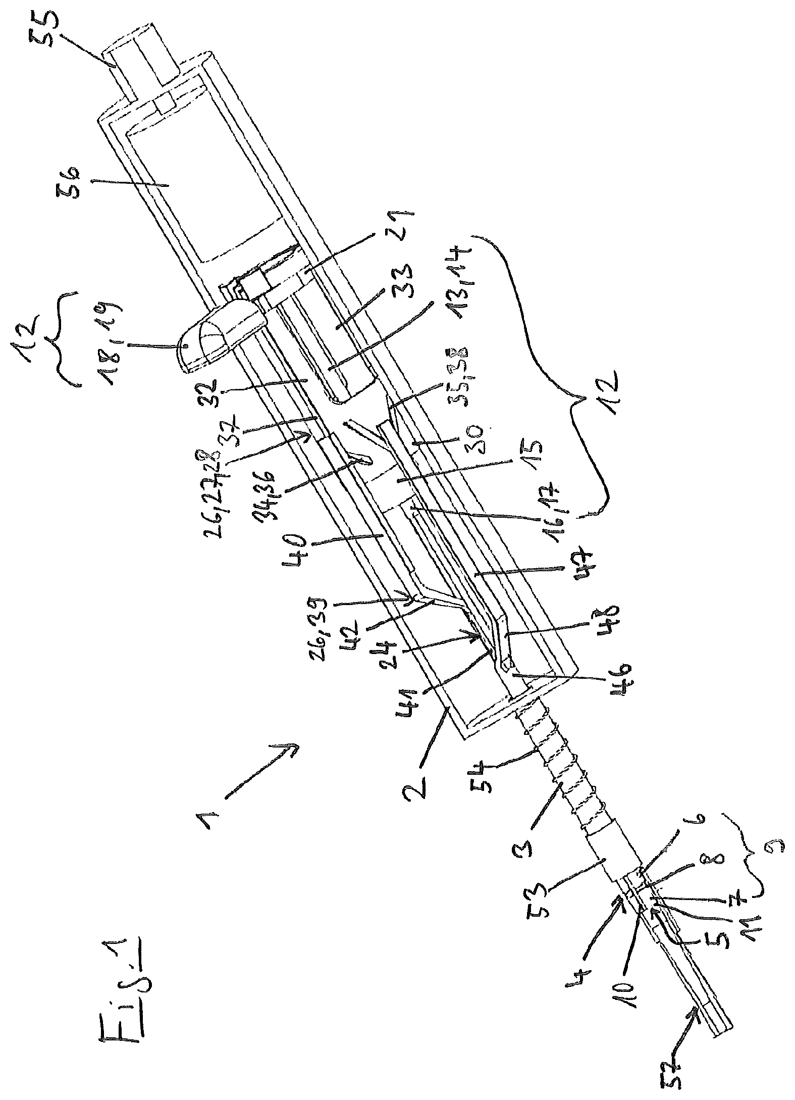 Patent US12303883 Figure 1 – Pipette for use with a pipette tip with an integrated plunger